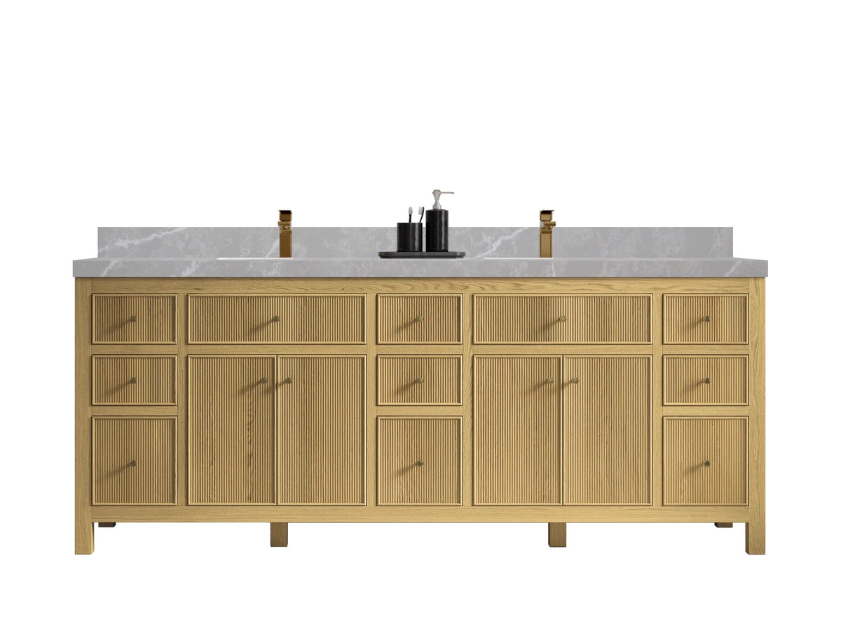 Sonoma White Oak 84 in. W x 22 in. D Double Sink Bathroom Vanity