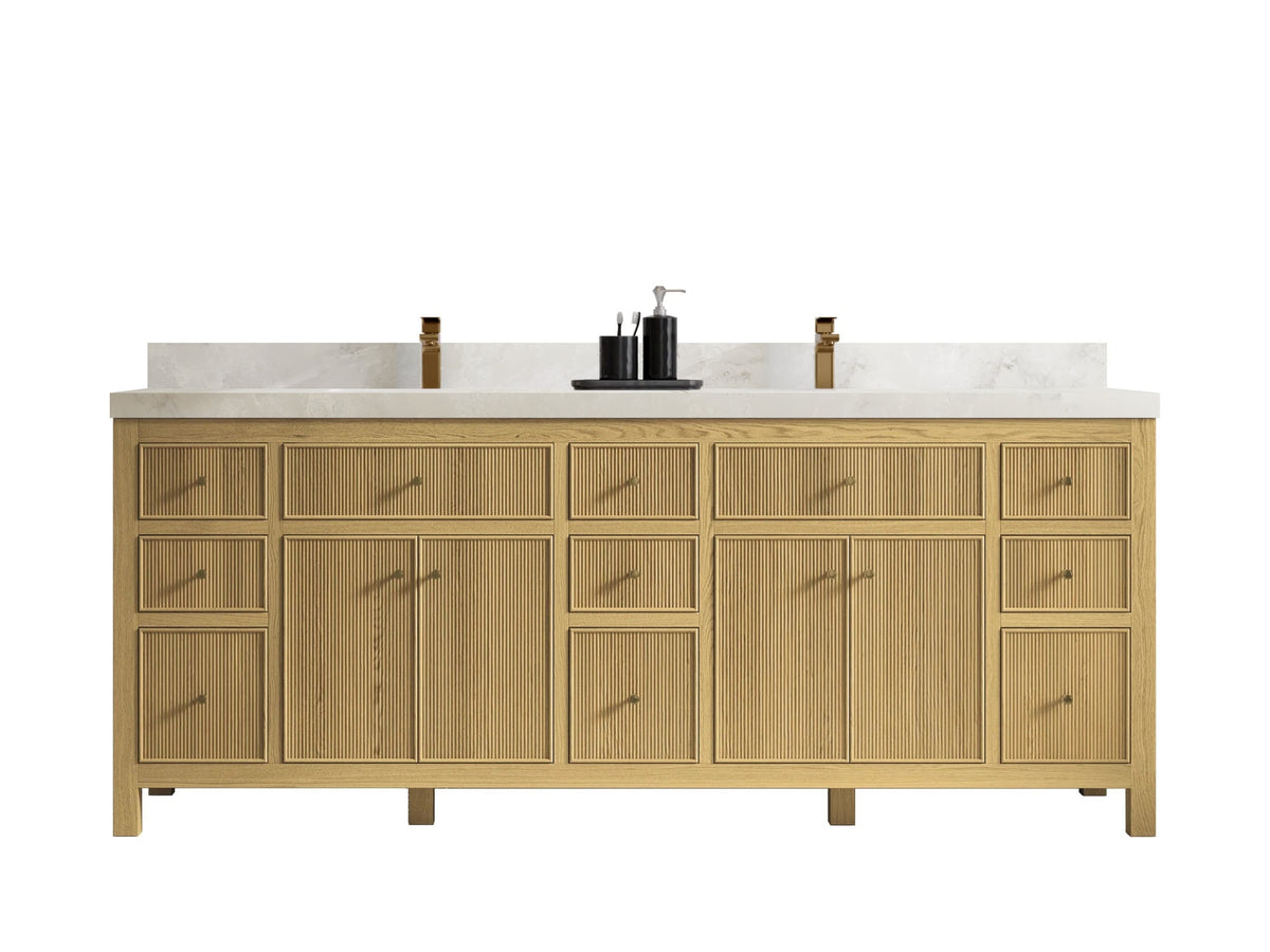 Sonoma White Oak 84 in. W x 22 in. D Double Sink Bathroom Vanity
