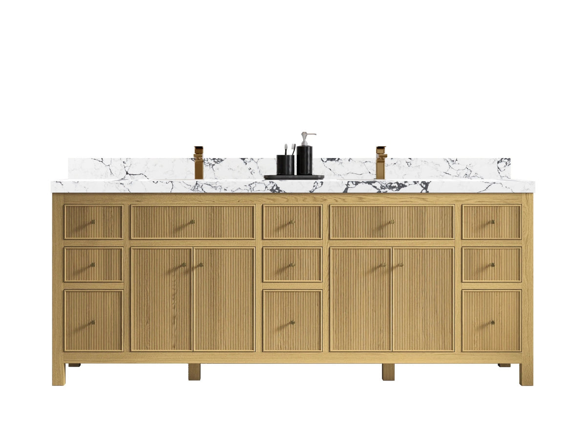 Sonoma White Oak 84 in. W x 22 in. D Double Sink Bathroom Vanity