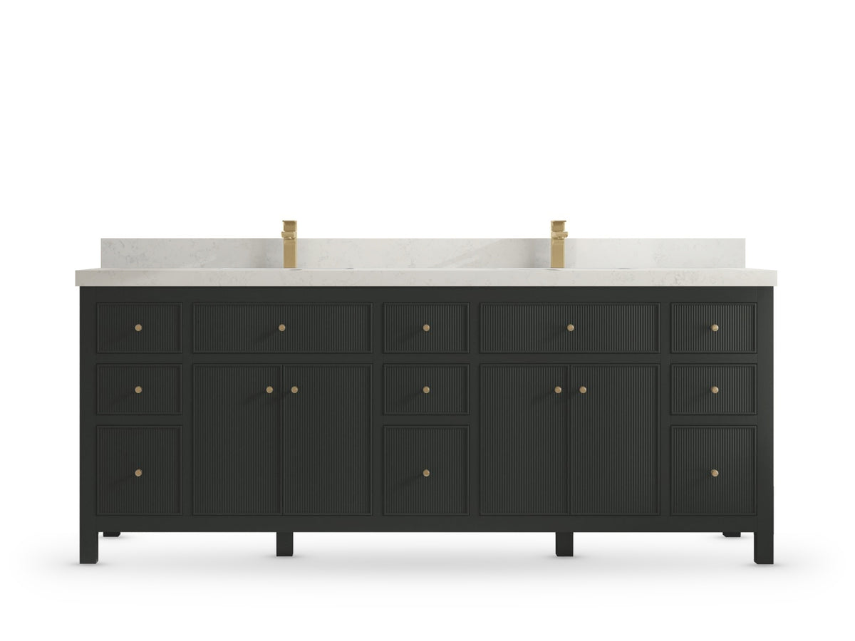 Sonoma 84 Black Top, Carrara Quartz, front view