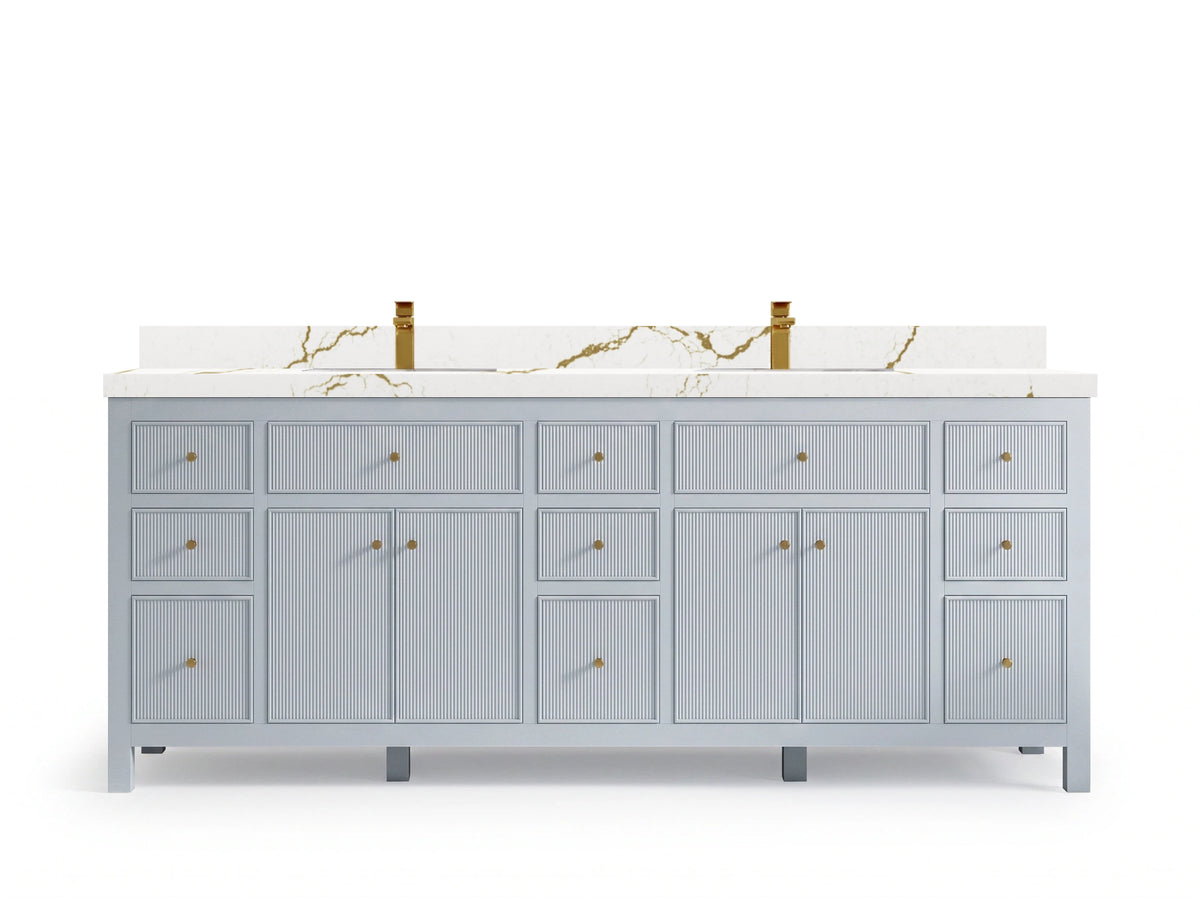 Sonoma 84 Blue Heather, Berkshire Brass Quartz, front view