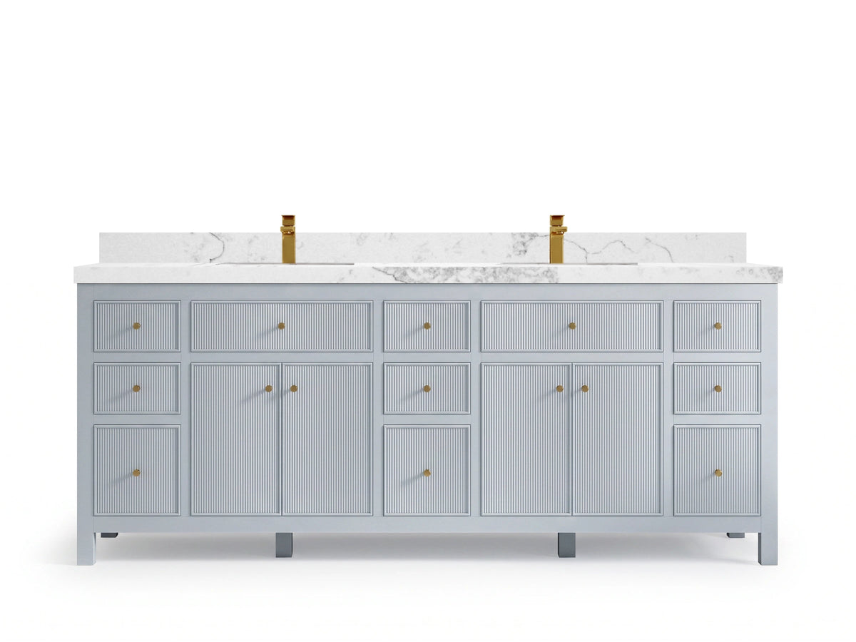 Sonoma 84 Blue Heather, Calacatta Nuvo Quartz, front view