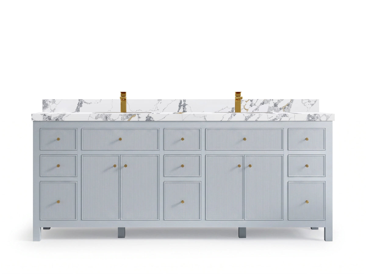 Sonoma 84 Blue Heather, Calacatta Poanazzo Quartz, front view