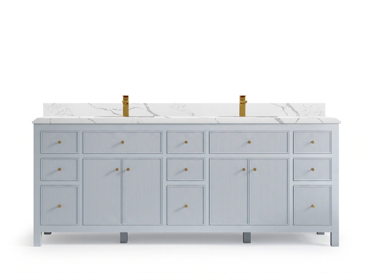 Sonoma 84 Blue Heather, Calacatta Laza Quartz, front view