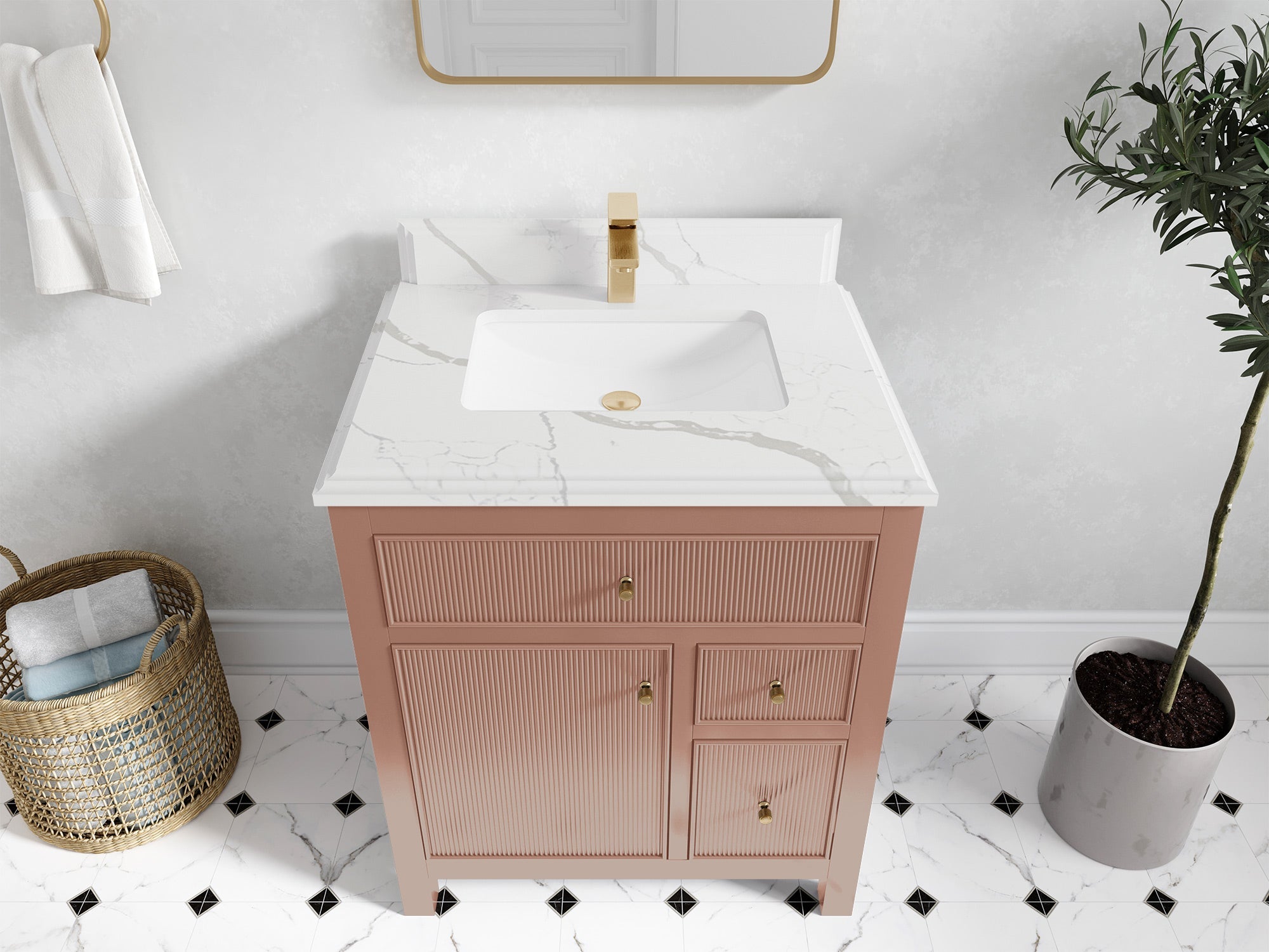 Sonoma 30 in W x 22 in D Free Standing Reeded Single Sink Bathroom Vanity - Willow Bath and Vanity