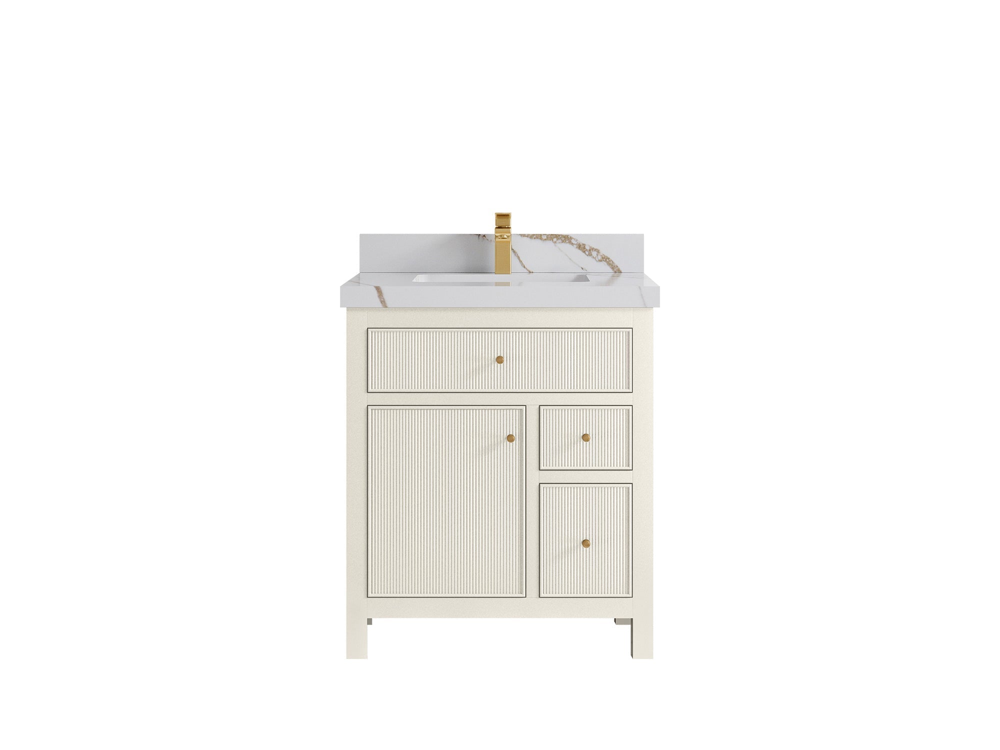 Sonoma 30 in W x 22 in D Free Standing Reeded Single Sink Bathroom Vanity - Willow Bath and Vanity