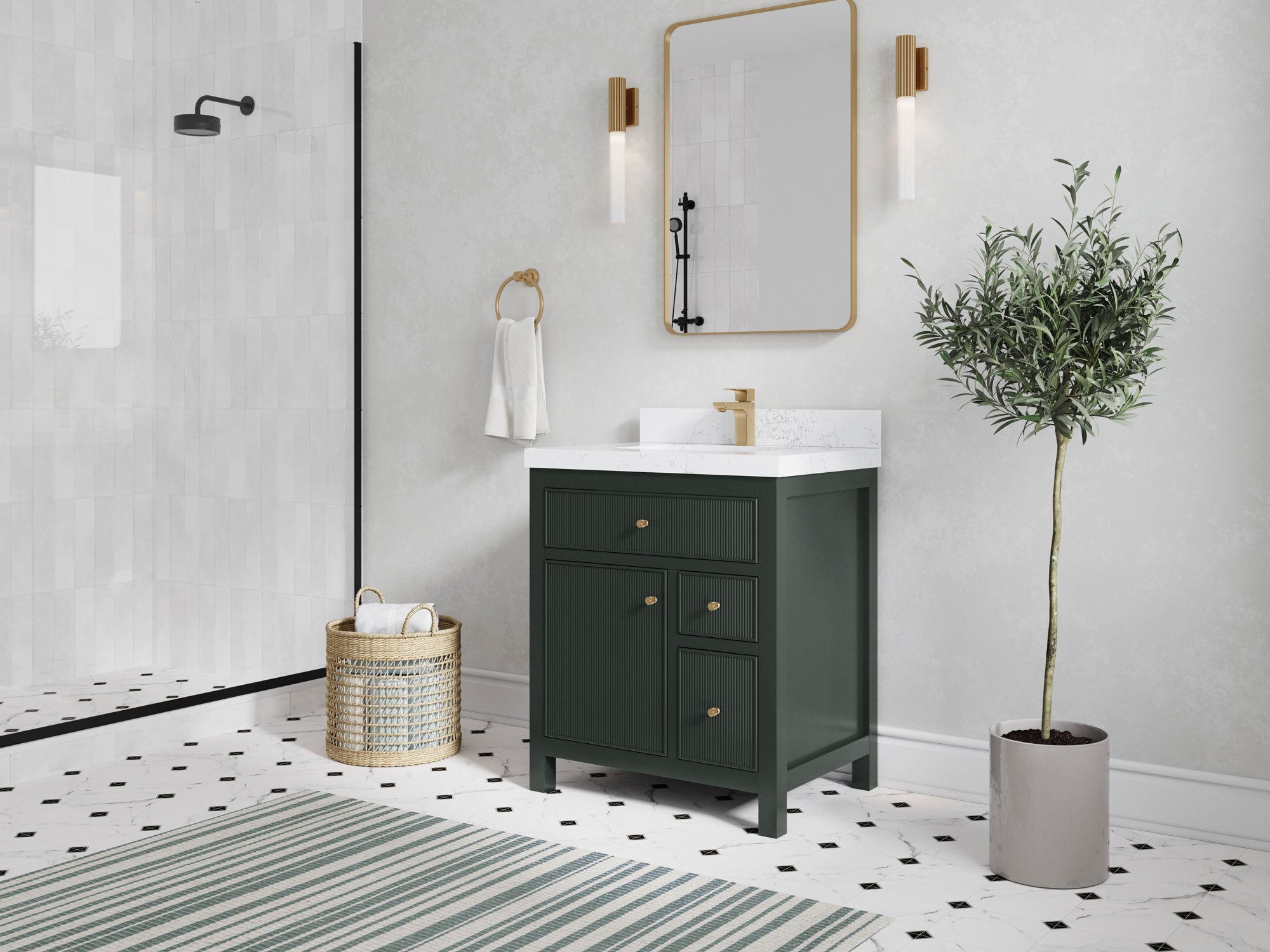 Sonoma 30 in W x 22 in D Reeded Free Standing Single Sink Bathroom Vanity - Willow Bath and Vanity