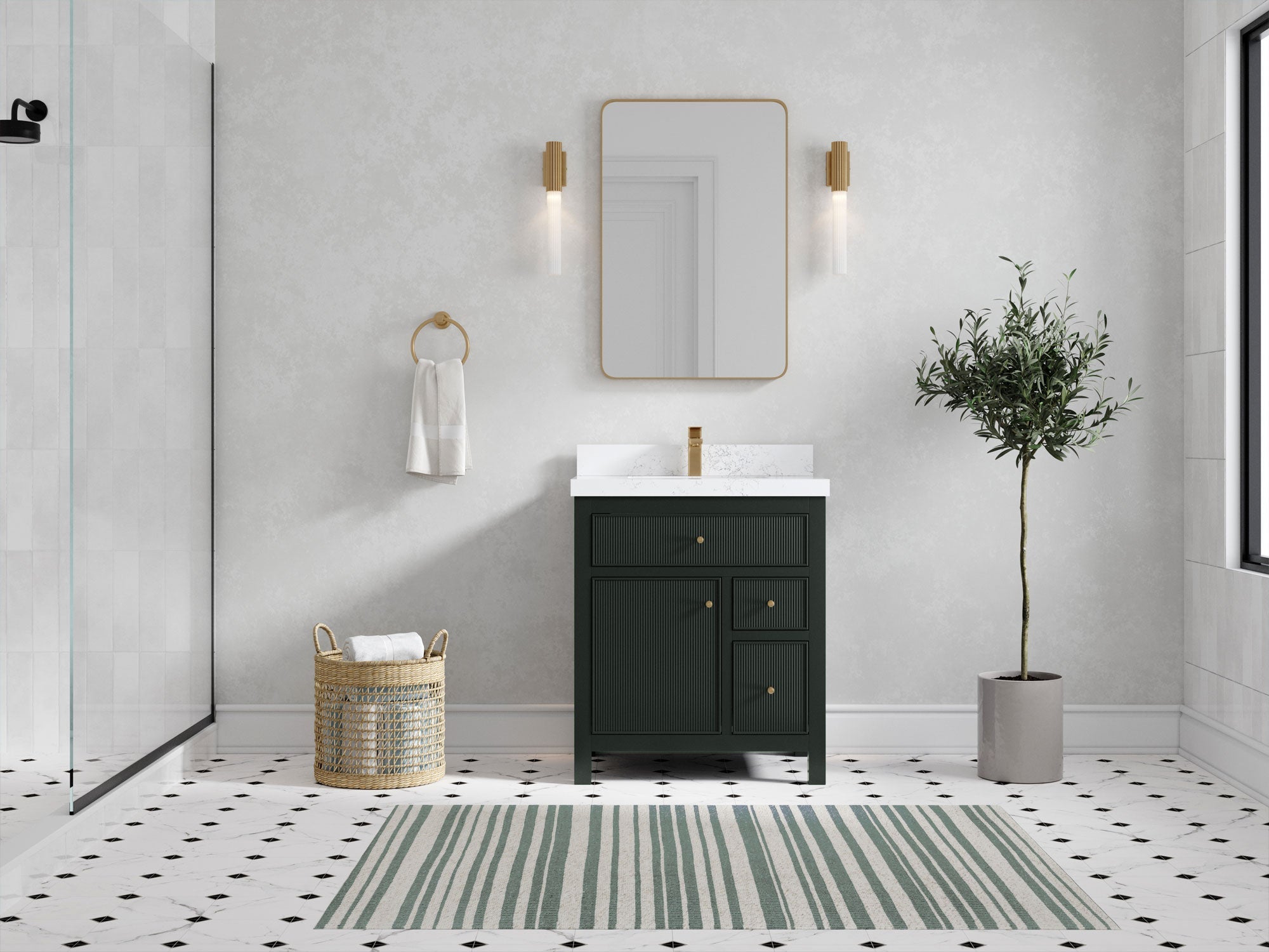 Sonoma 30 in W x 22 in D Reeded Free Standing Single Sink Bathroom Vanity - Willow Bath and Vanity