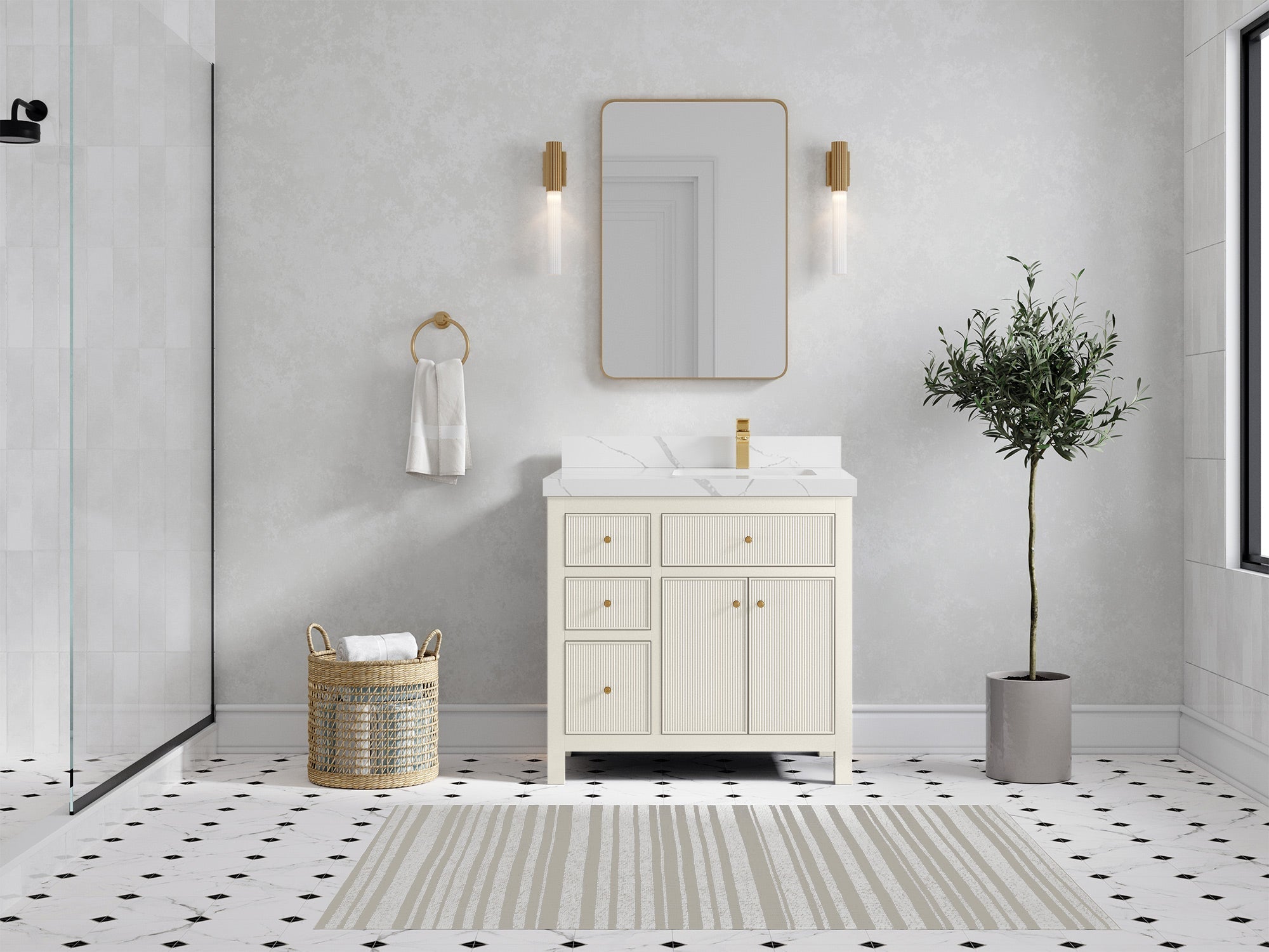 Sonoma 36 in. W x 22 in. D Right Offset Sink Bathroom Vanity - Willow Bath and Vanity