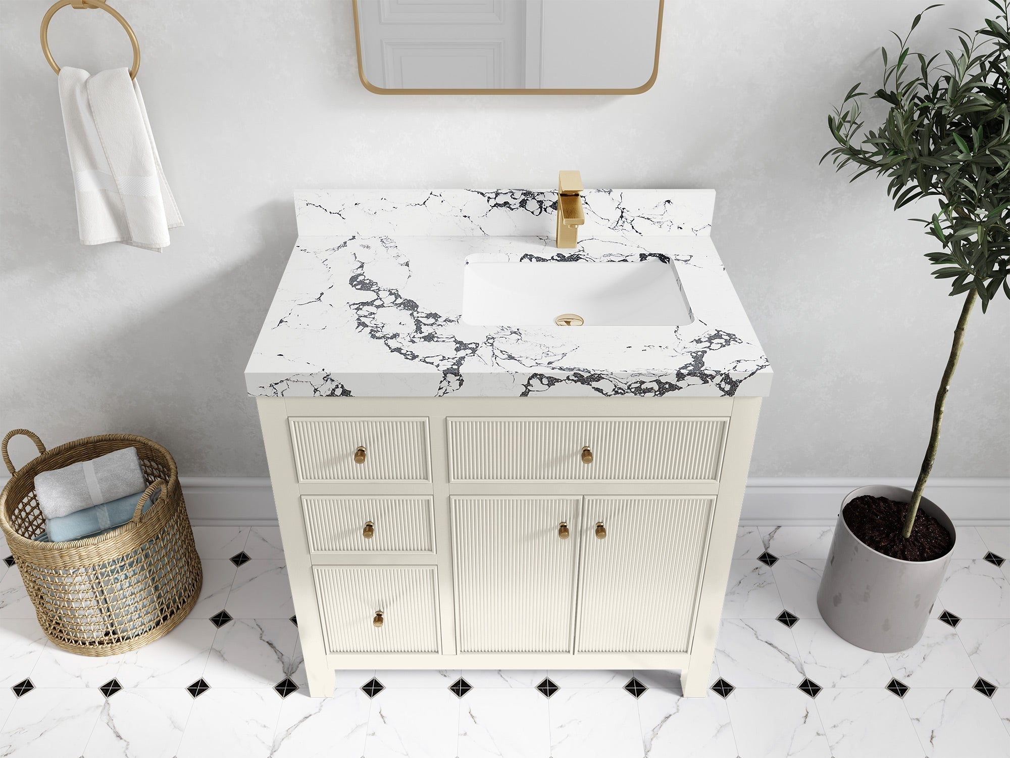 Sonoma 36 in. W x 22 in. D Right Offset Sink Bathroom Vanity - Willow Bath and Vanity