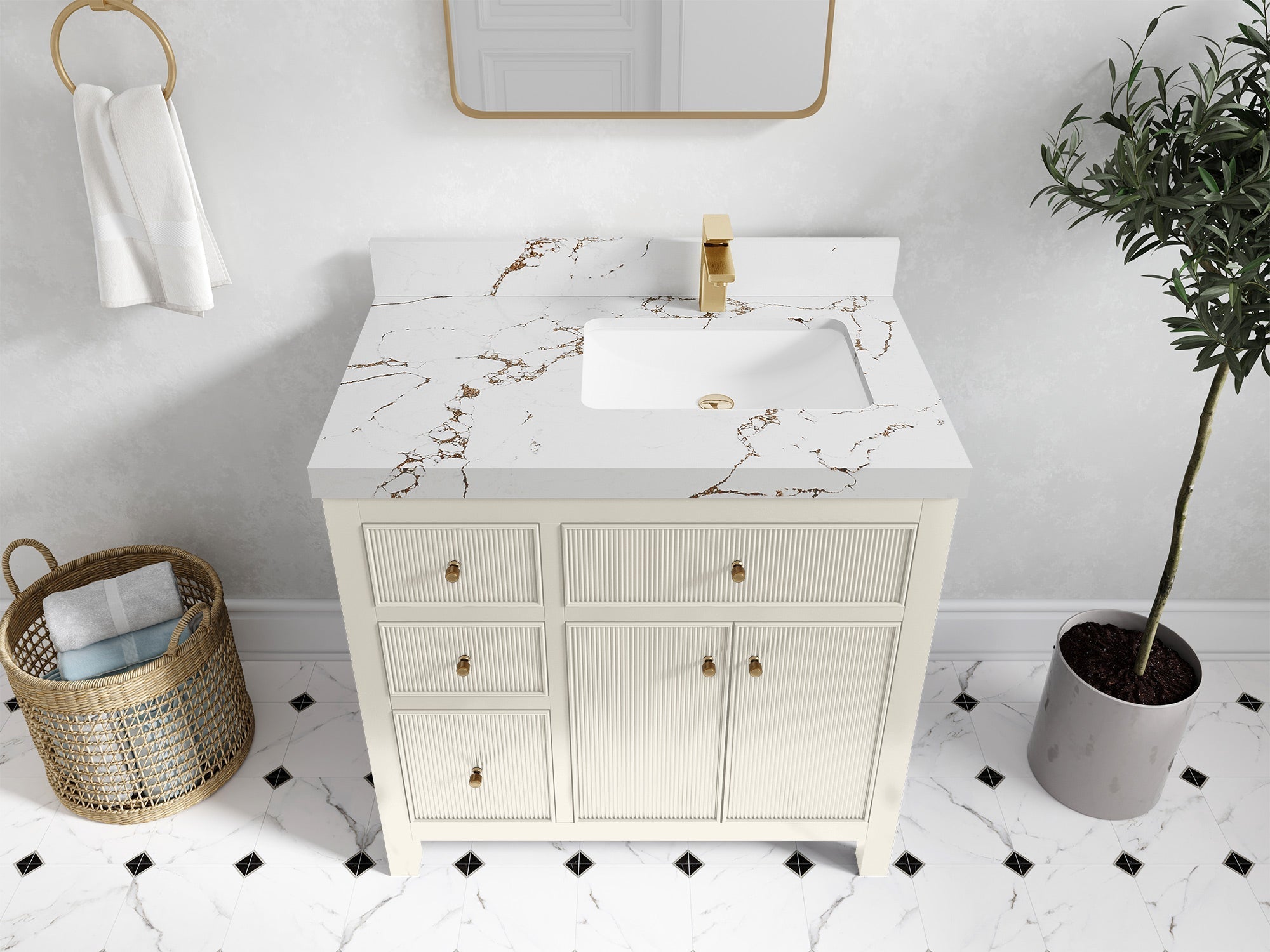 Sonoma 36 in. W x 22 in. D Right Offset Sink Bathroom Vanity - Willow Bath and Vanity