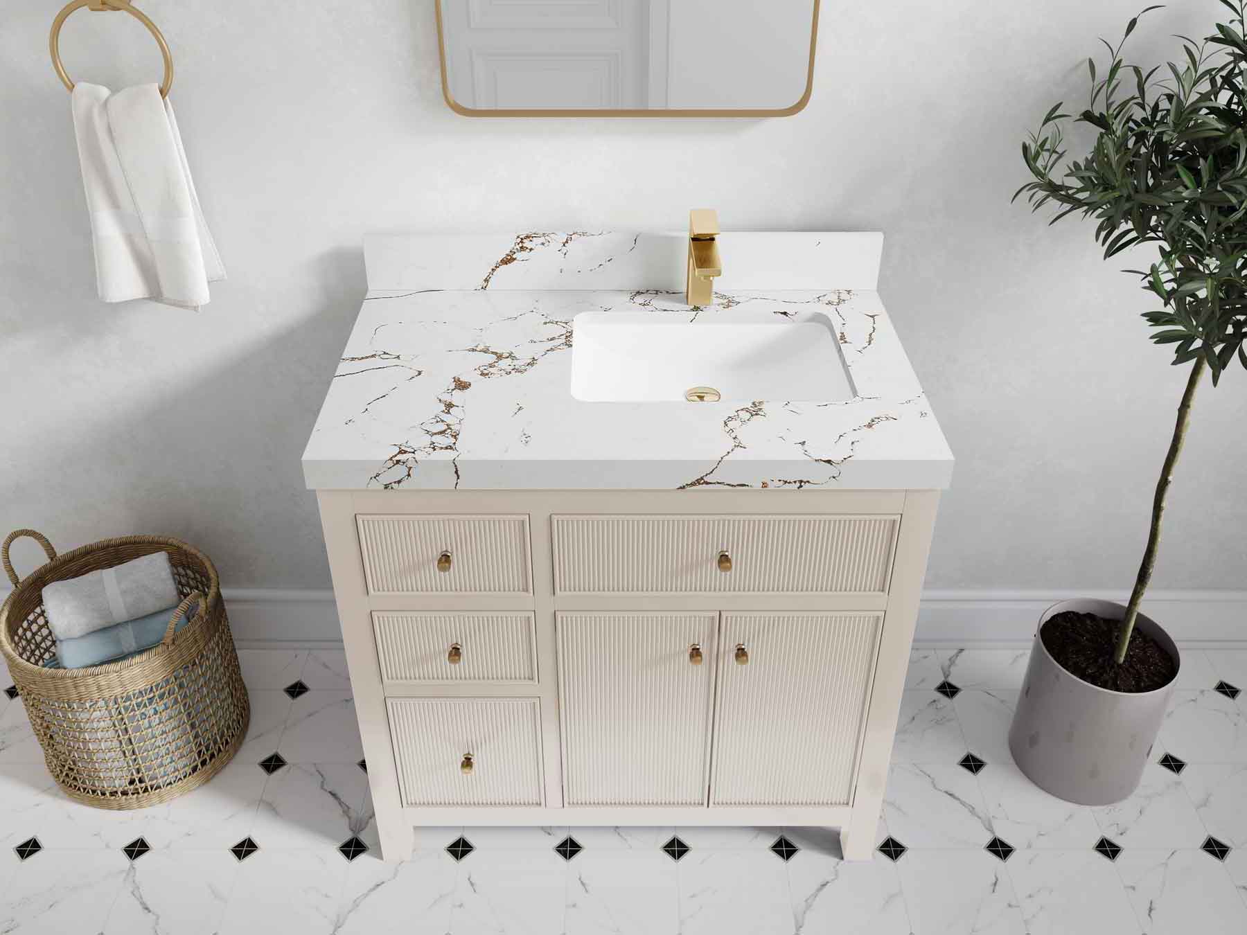 Sonoma 36 in. W x 22 in. D Right Offset Sink Bathroom Vanity - Willow Bath and Vanity