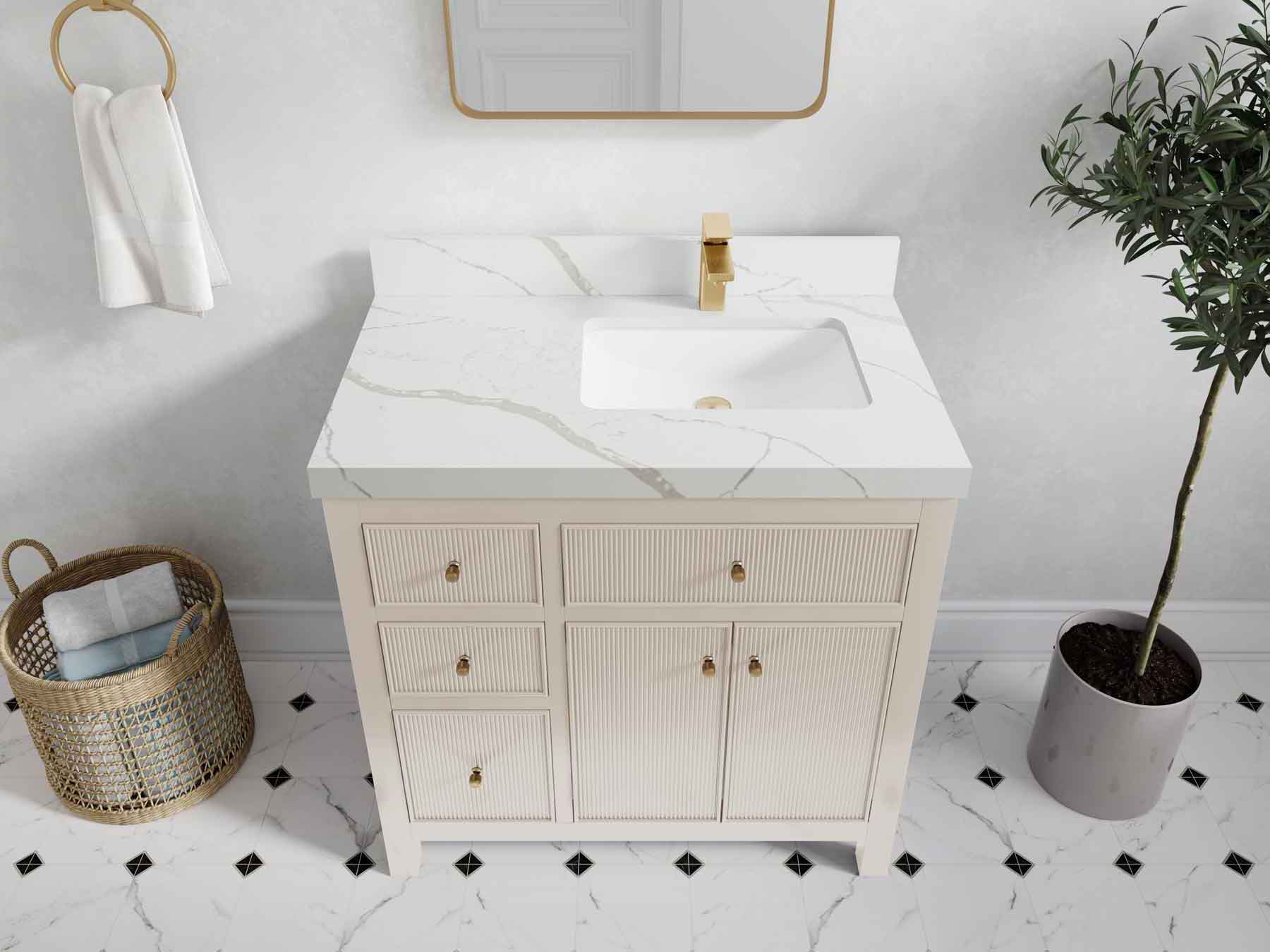 Sonoma 36 in. W x 22 in. D Right Offset Sink Bathroom Vanity - Willow Bath and Vanity