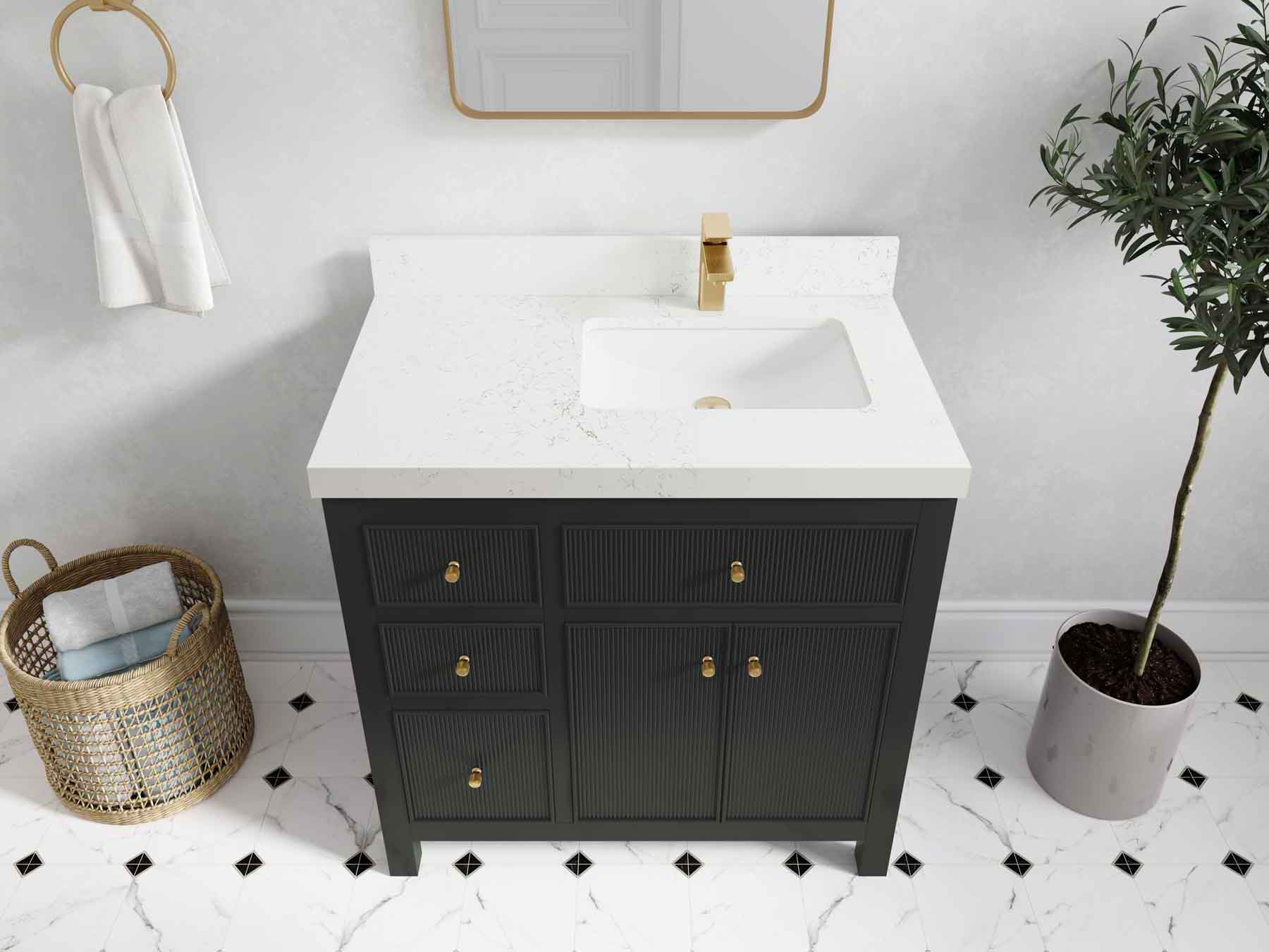 Sonoma 36 in. W x 22 in. D Right Offset Sink Bathroom Vanity - Willow Bath and Vanity