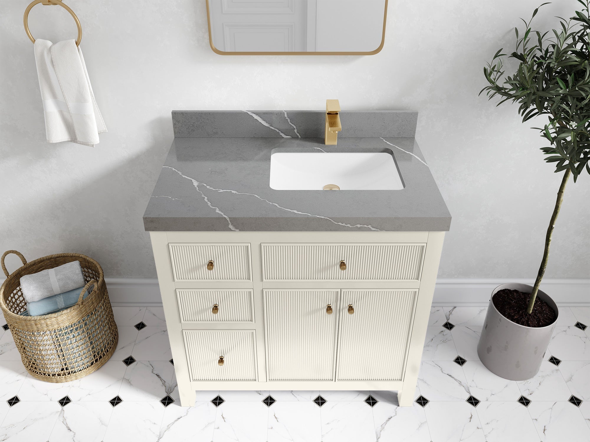 Sonoma 36 in. W x 22 in. D Right Offset Sink Bathroom Vanity - Willow Bath and Vanity