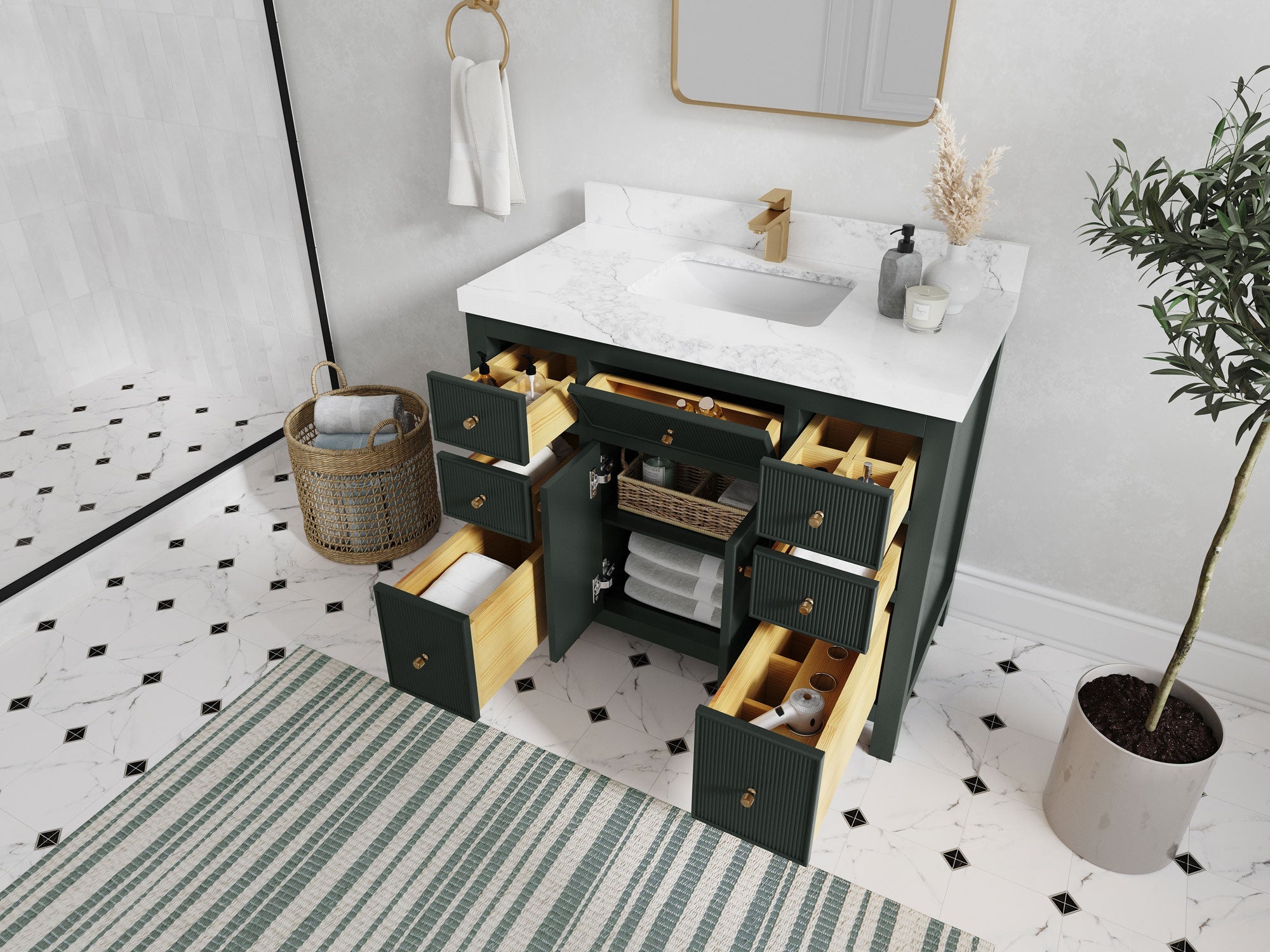 Sonoma 42 in W x 22 in D Free Standing Reeded Single Sink Bathroom Vanity - Willow Bath and Vanity