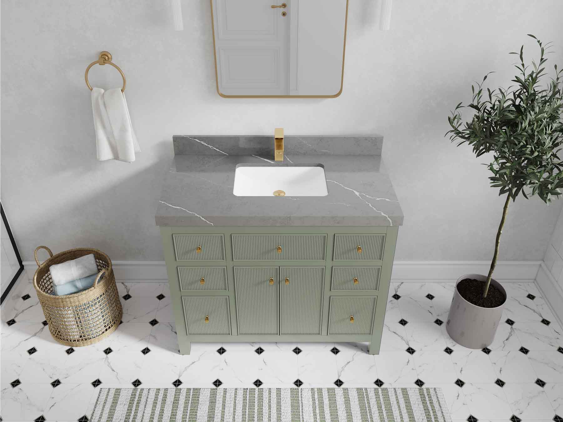 Sonoma 42 in W x 22 in D Free Standing Reeded Single Sink Bathroom Vanity - Willow Bath and Vanity