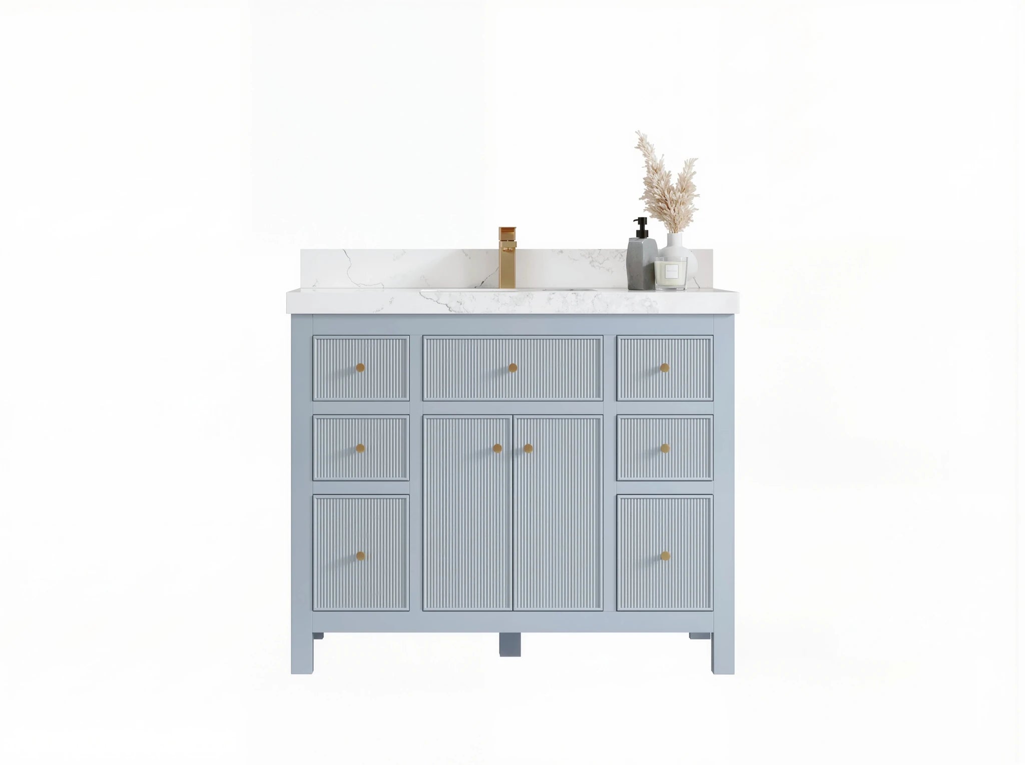 Sonoma 42 in W x 22 in D Free Standing Reeded Single Sink Bathroom Vanity - Willow Bath and Vanity