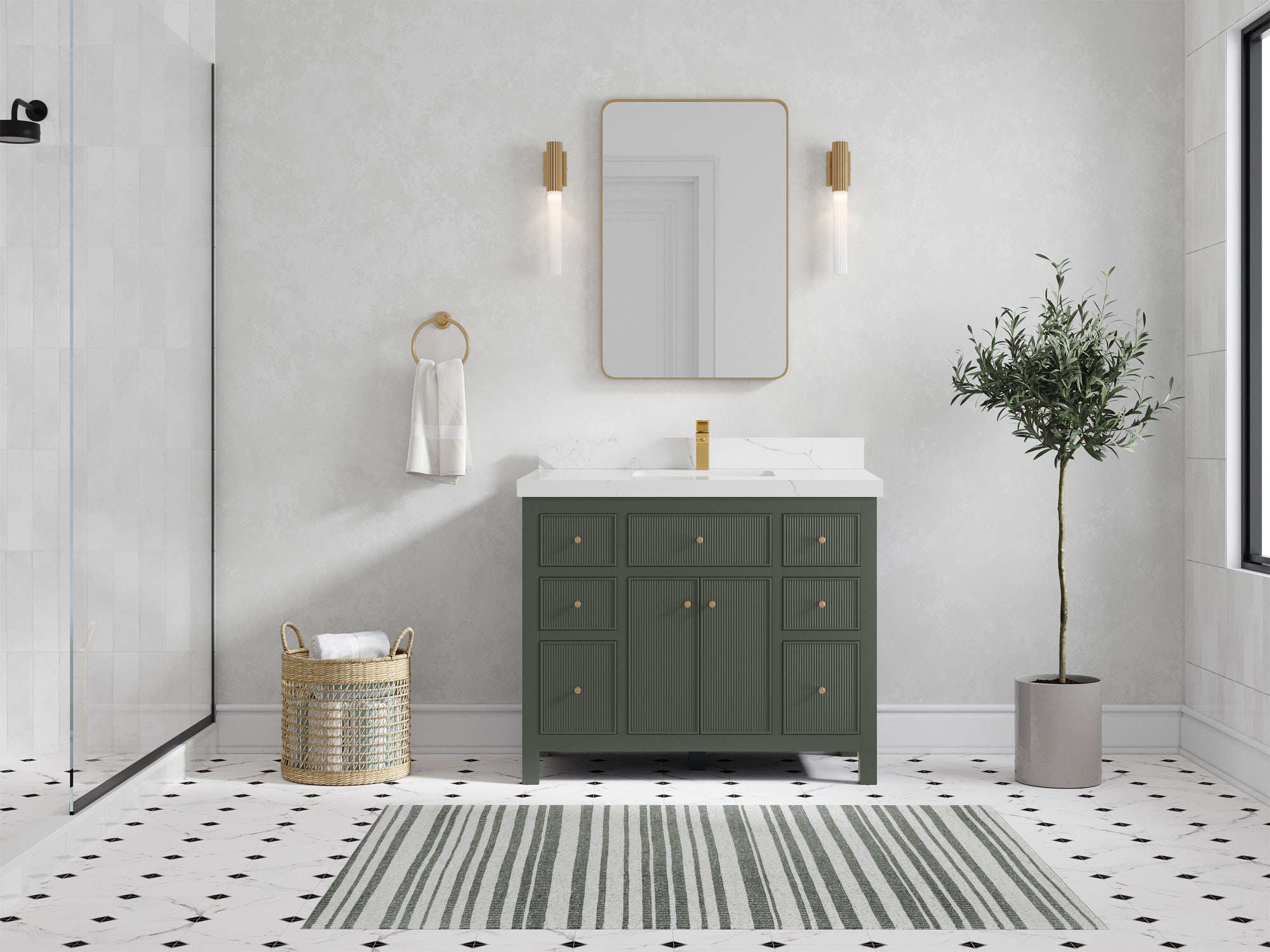 Sonoma 42 in W x 22 in D Free Standing Reeded Single Sink Bathroom Vanity - Willow Bath and Vanity