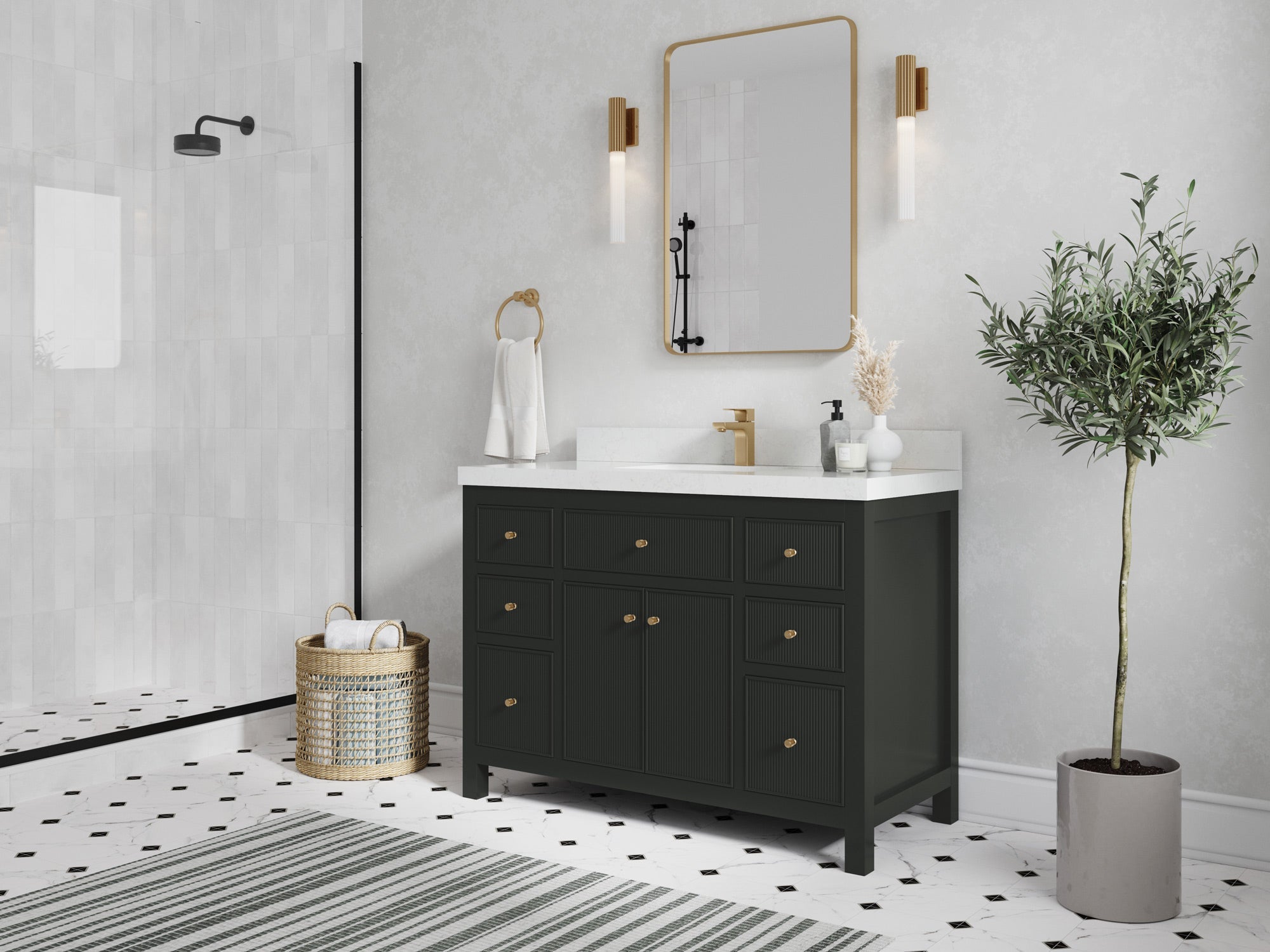 Sonoma 42 in W x 22 in D Free Standing Reeded Single Sink Bathroom Vanity - Willow Bath and Vanity