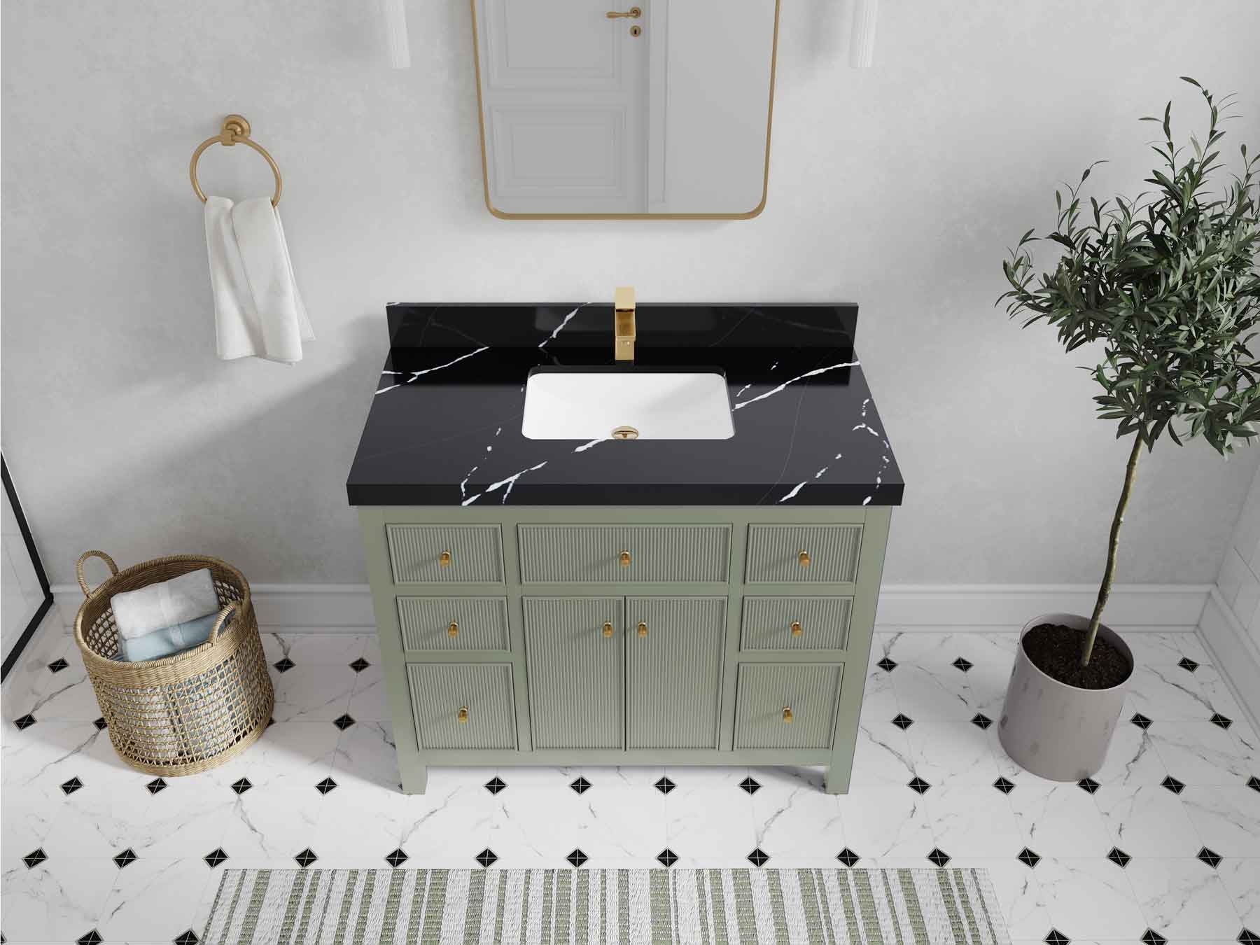 Sonoma 42 in W x 22 in D Free Standing Reeded Single Sink Bathroom Vanity - Willow Bath and Vanity