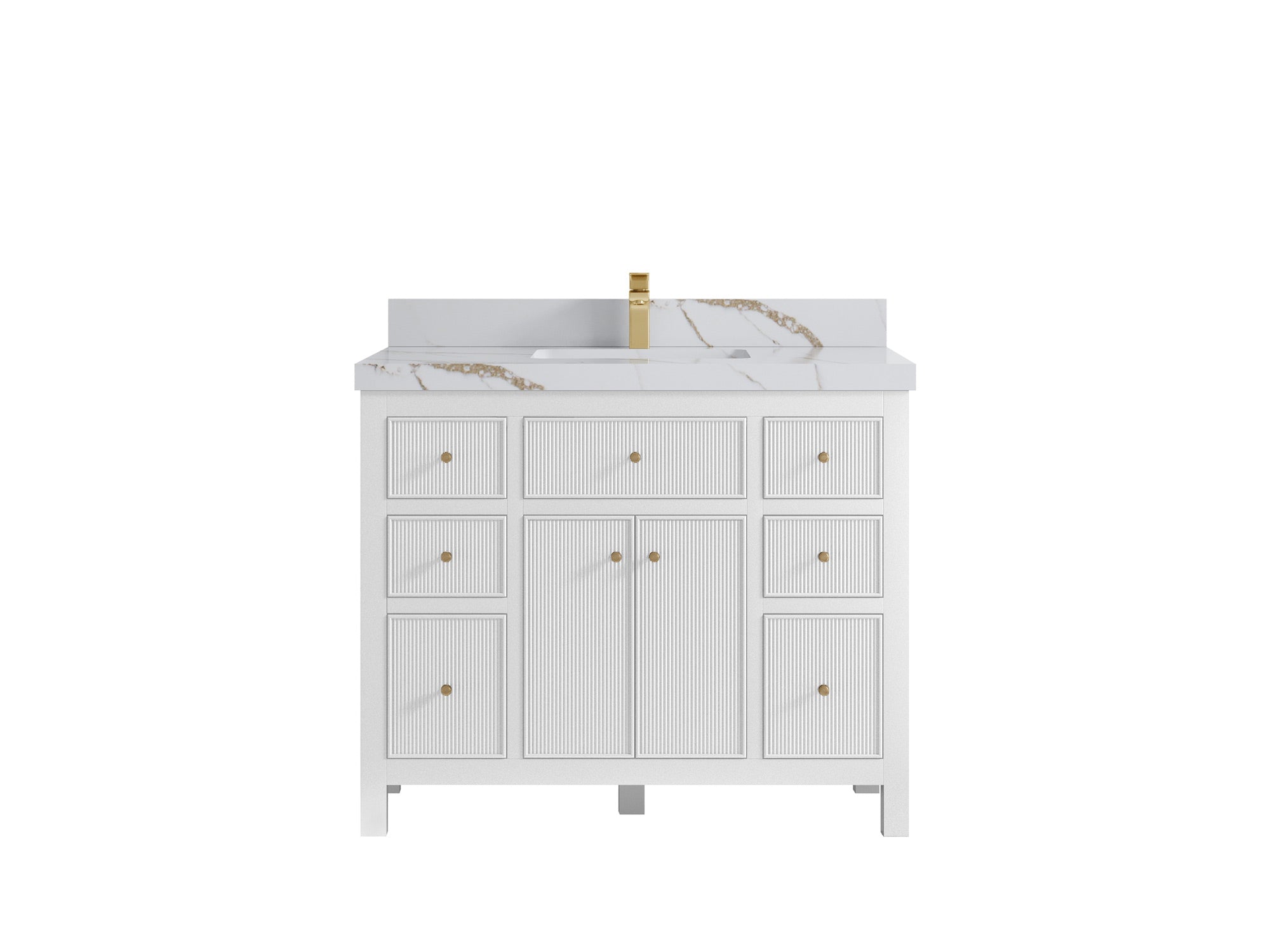 Sonoma 42 in W x 22 in D Free Standing Reeded Single Sink Bathroom Vanity - Willow Bath and Vanity