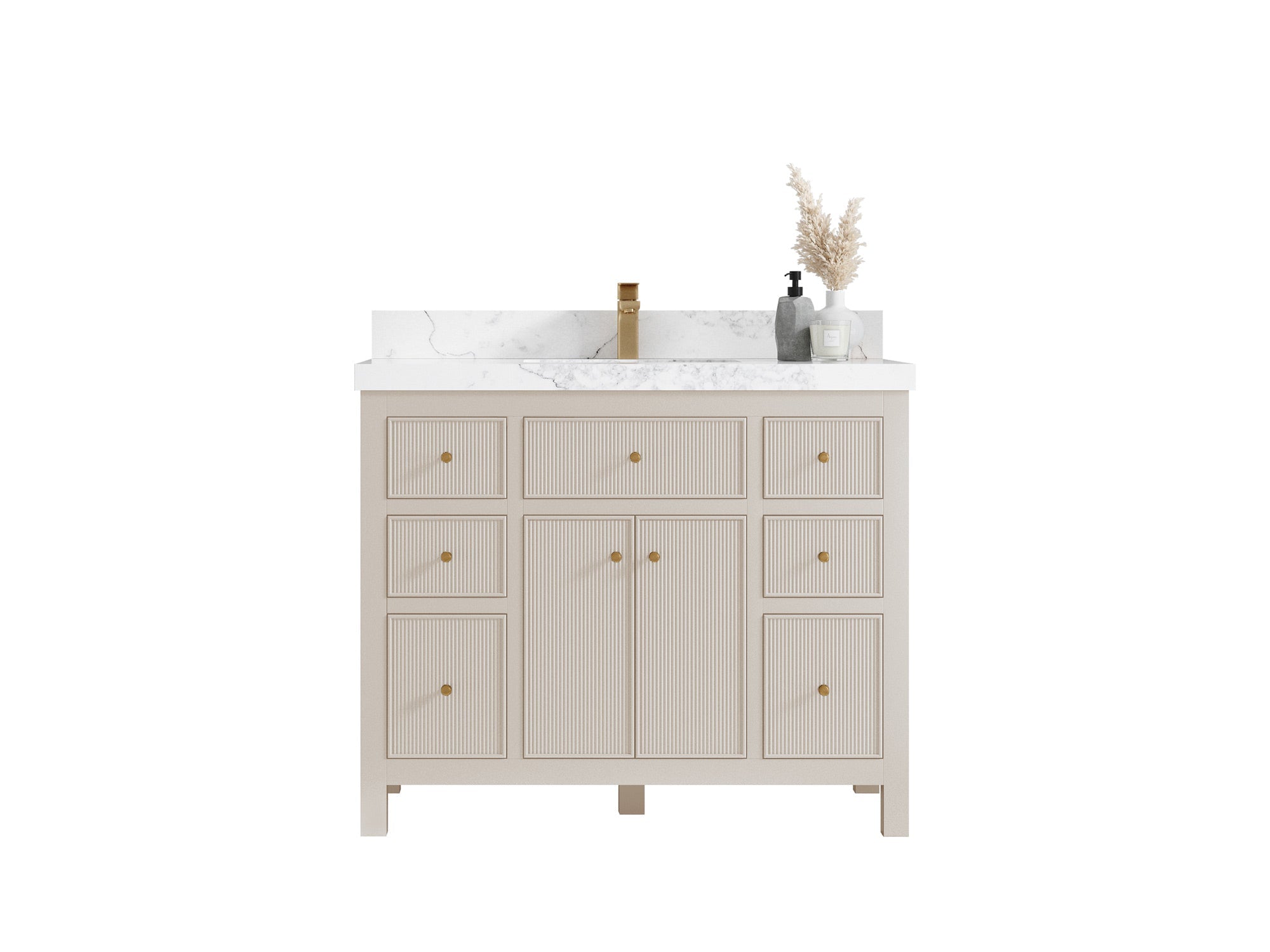 Sonoma 42 in W x 22 in D Free Standing Reeded Single Sink Bathroom Vanity - Willow Bath and Vanity