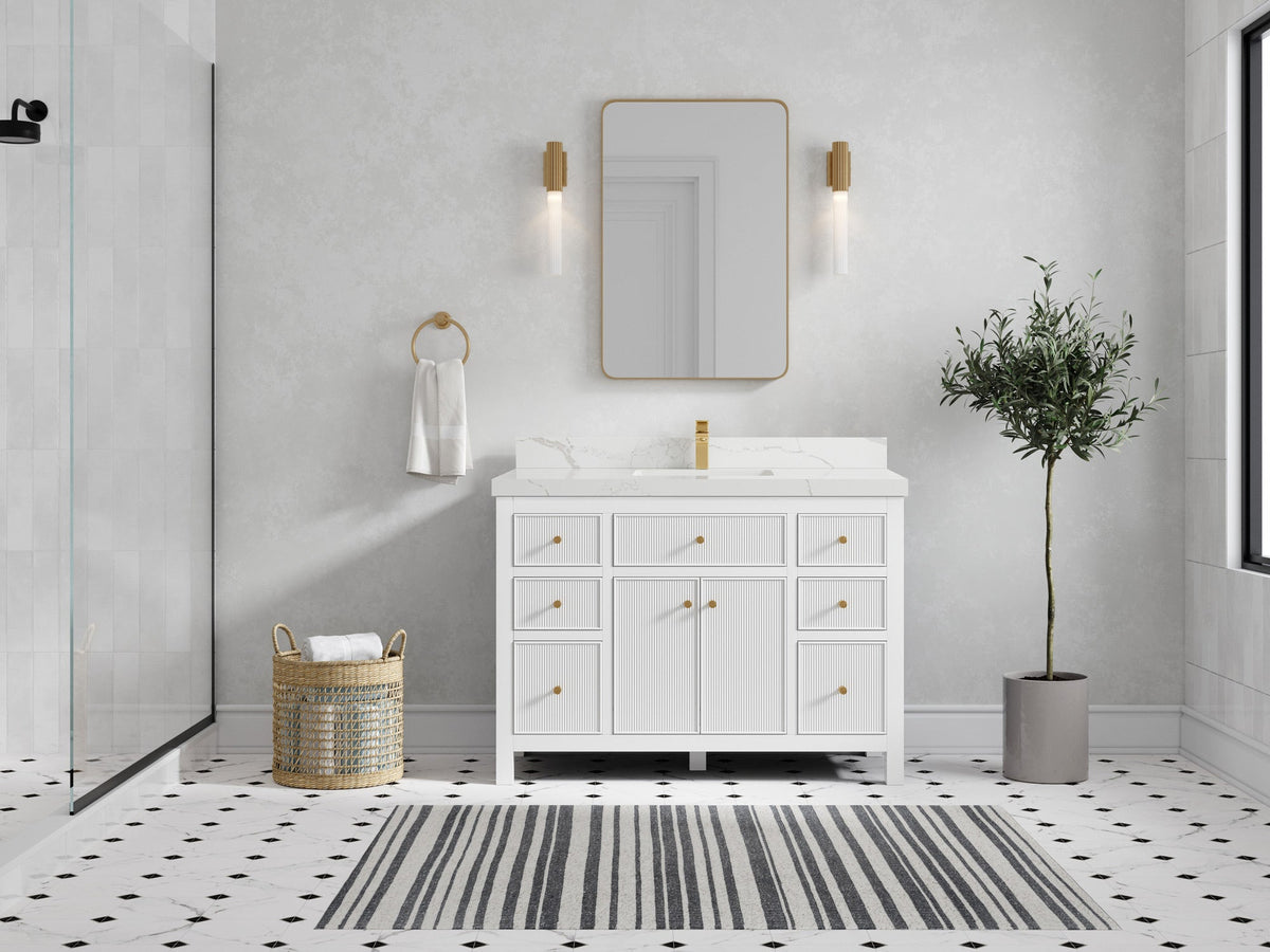 Sonoma 48 in W x 22 in D Free Standing Reeded Single Sink Bathroom Vanity - Willow Bath and Vanity