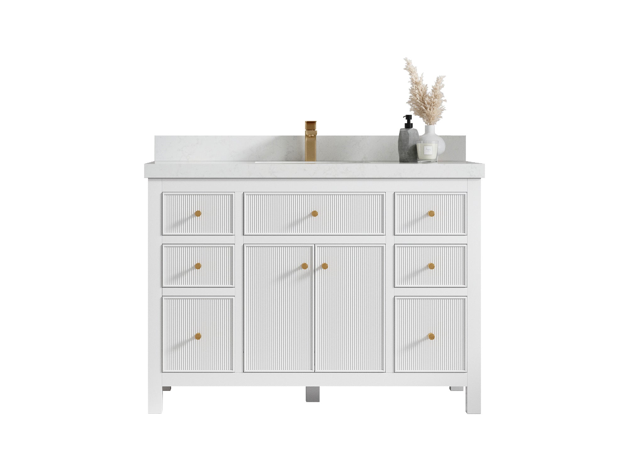 Sonoma 48 in W x 22 in D Free Standing Reeded Single Sink Bathroom Vanity - Willow Bath and Vanity