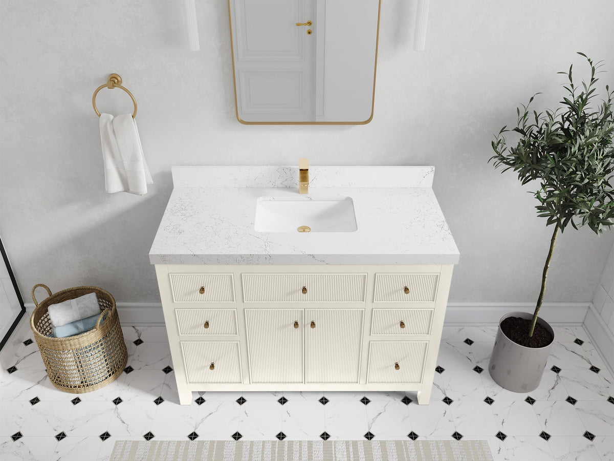 Sonoma 48 in W x 22 in D Free Standing Reeded Single Sink Bathroom Vanity - Willow Bath and Vanity