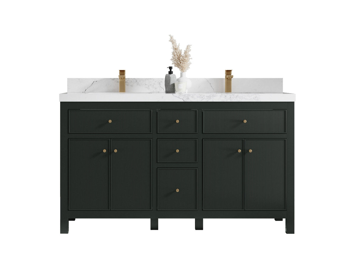Sonoma 60 in W x 22 in D Free Standing Reeded Double Sink Bathroom Vanity - Willow Bath and Vanity
