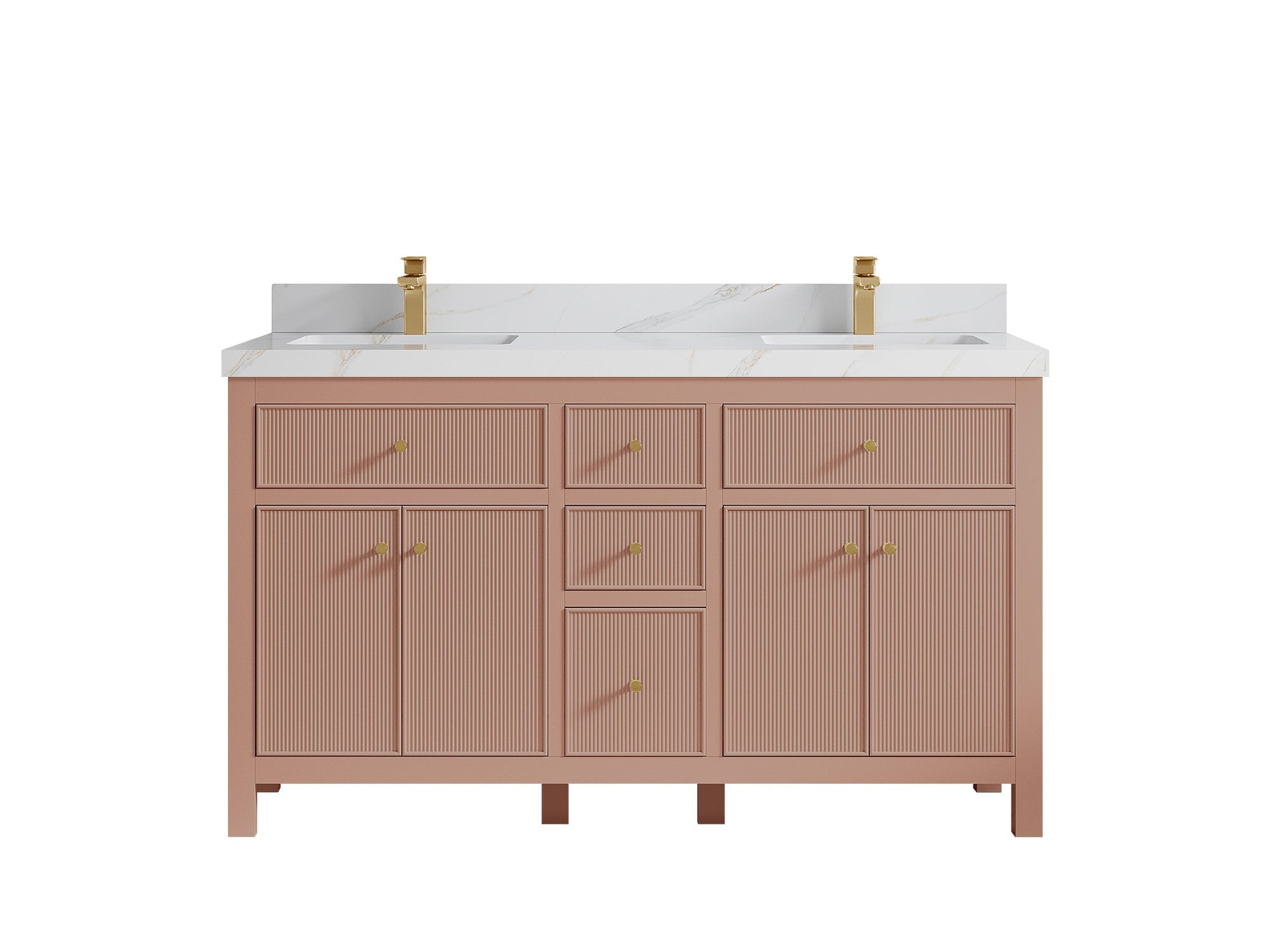 Sonoma 60 in W x 22 in D Free Standing Reeded Double Sink Bathroom Vanity - Willow Bath and Vanity