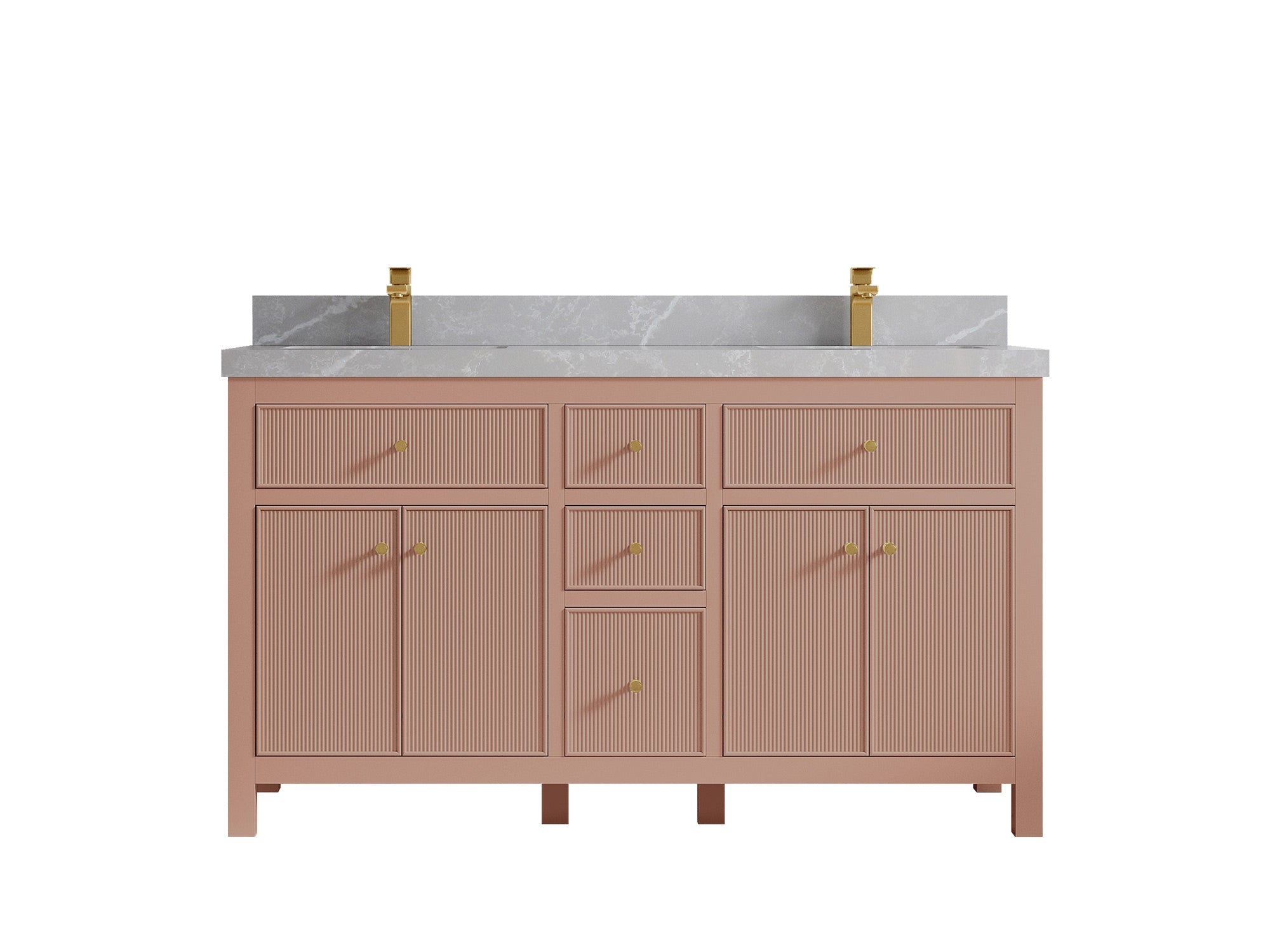 Sonoma 60 in W x 22 in D Free Standing Reeded Double Sink Bathroom Vanity - Willow Bath and Vanity