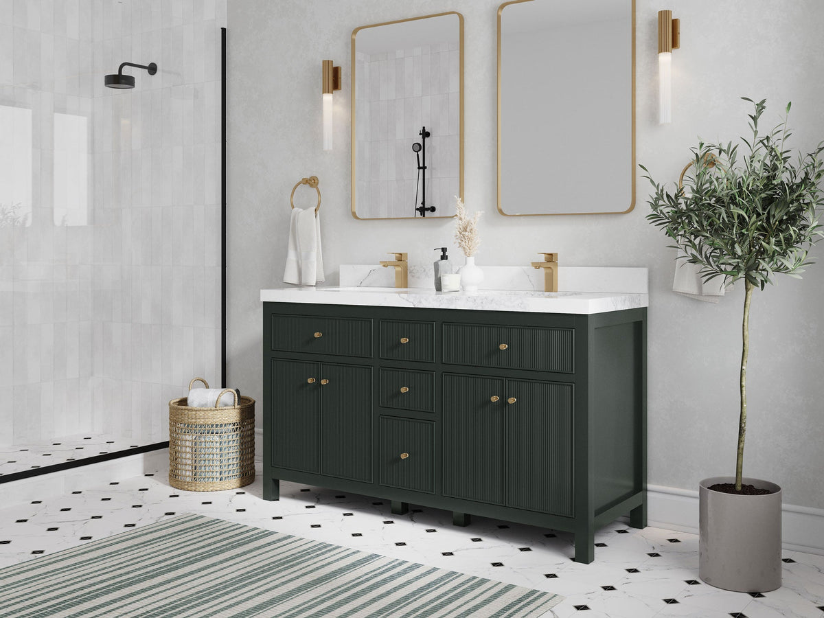 Sonoma 60 in W x 22 in D Free Standing Reeded Double Sink Bathroom Vanity - Willow Bath and Vanity