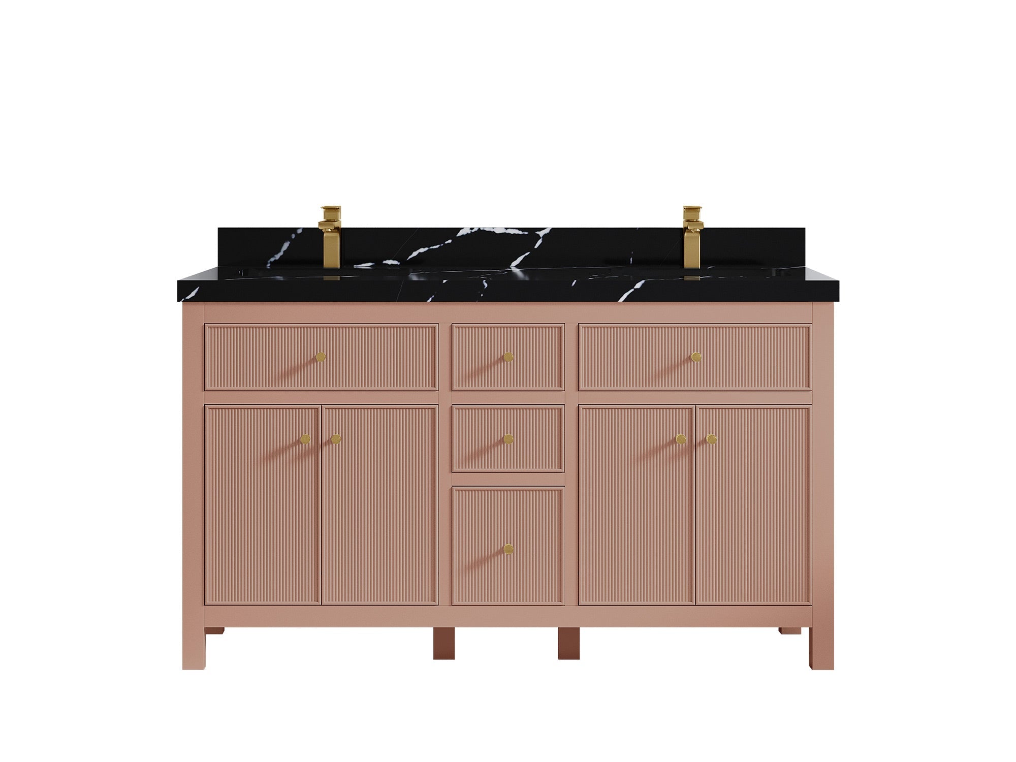 Sonoma 60 in W x 22 in D Free Standing Reeded Double Sink Bathroom Vanity - Willow Bath and Vanity