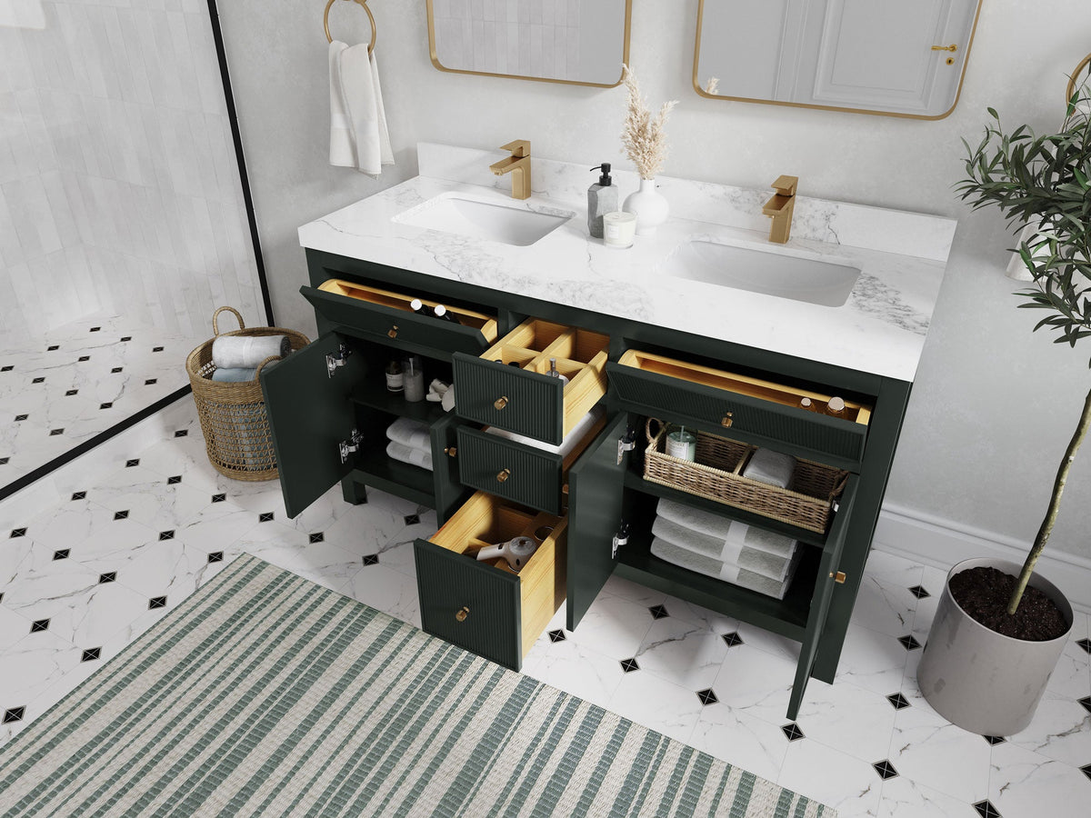Sonoma 60 in W x 22 in D Free Standing Reeded Double Sink Bathroom Vanity - Willow Bath and Vanity