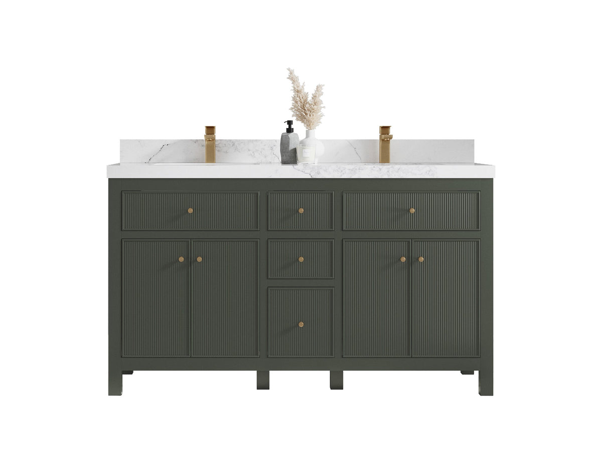 Sonoma 60 in W x 22 in D Free Standing Reeded Double Sink Bathroom Vanity - Willow Bath and Vanity