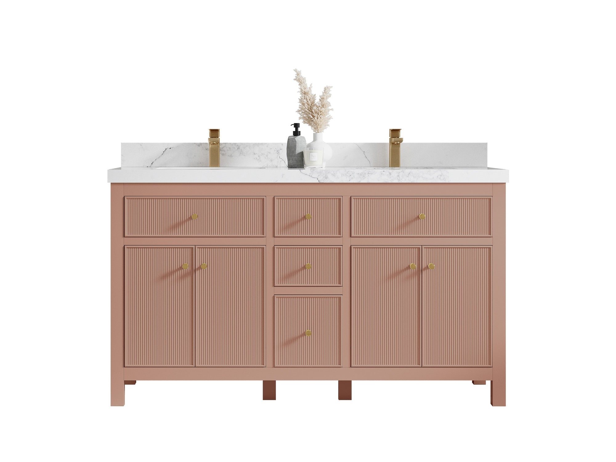 Sonoma 60 in W x 22 in D Free Standing Reeded Double Sink Bathroom Vanity - Willow Bath and Vanity