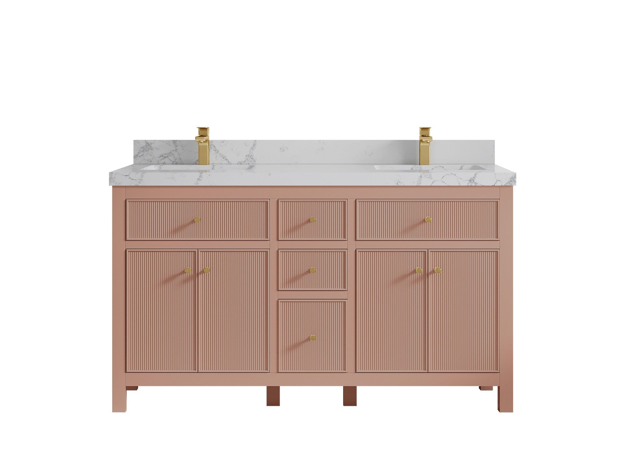 Sonoma 60 in W x 22 in D Free Standing Reeded Double Sink Bathroom Vanity - Willow Bath and Vanity