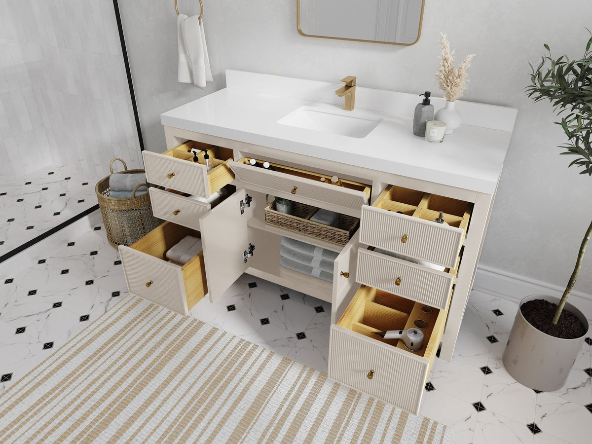 Sonoma 60 in W x 22 in D Free Standing Reeded Single Sink Bathroom Vanity - Willow Bath and Vanity