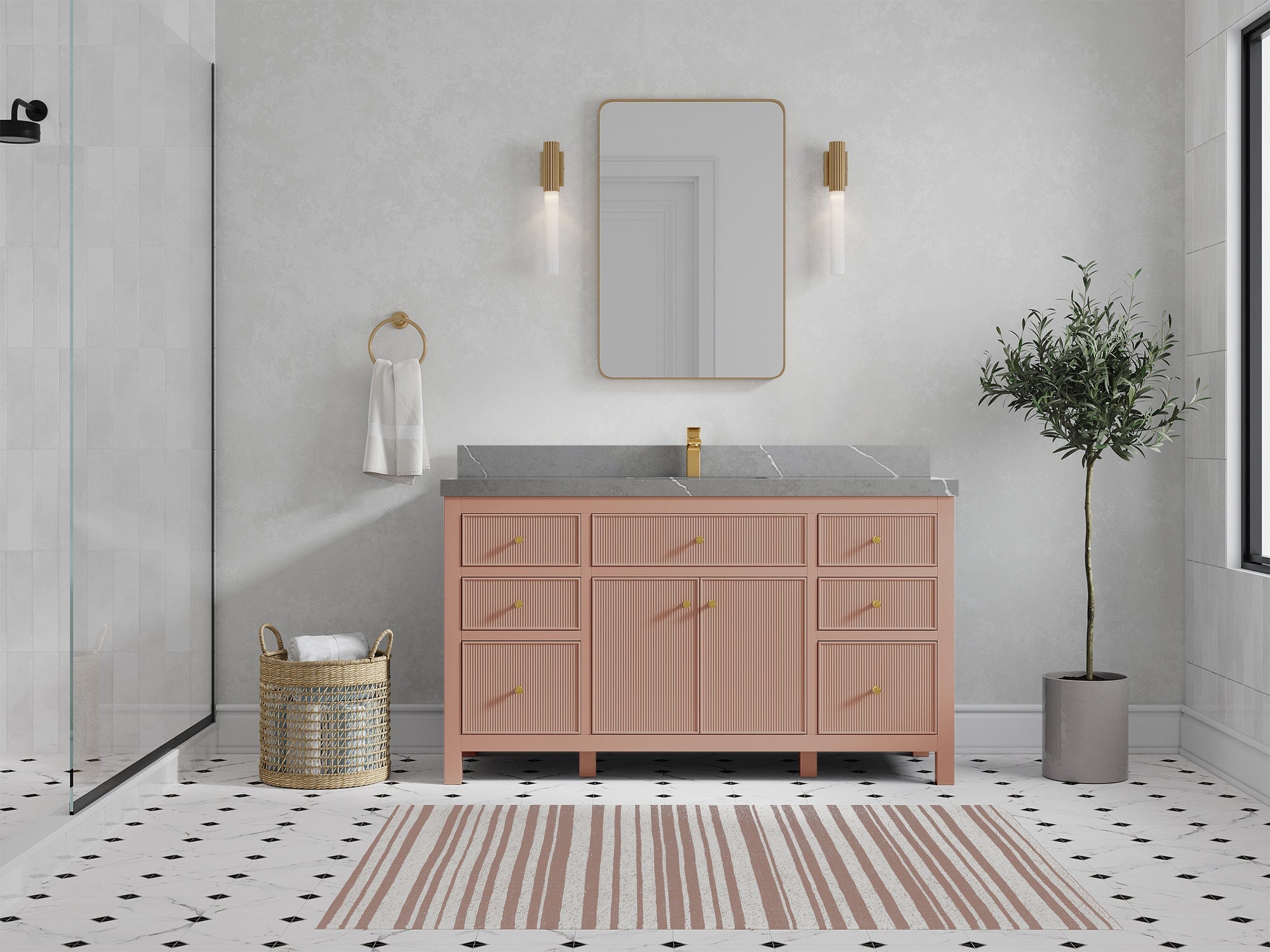 Sonoma 60 in W x 22 in D Free Standing Reeded Single Sink Bathroom Vanity - Willow Bath and Vanity