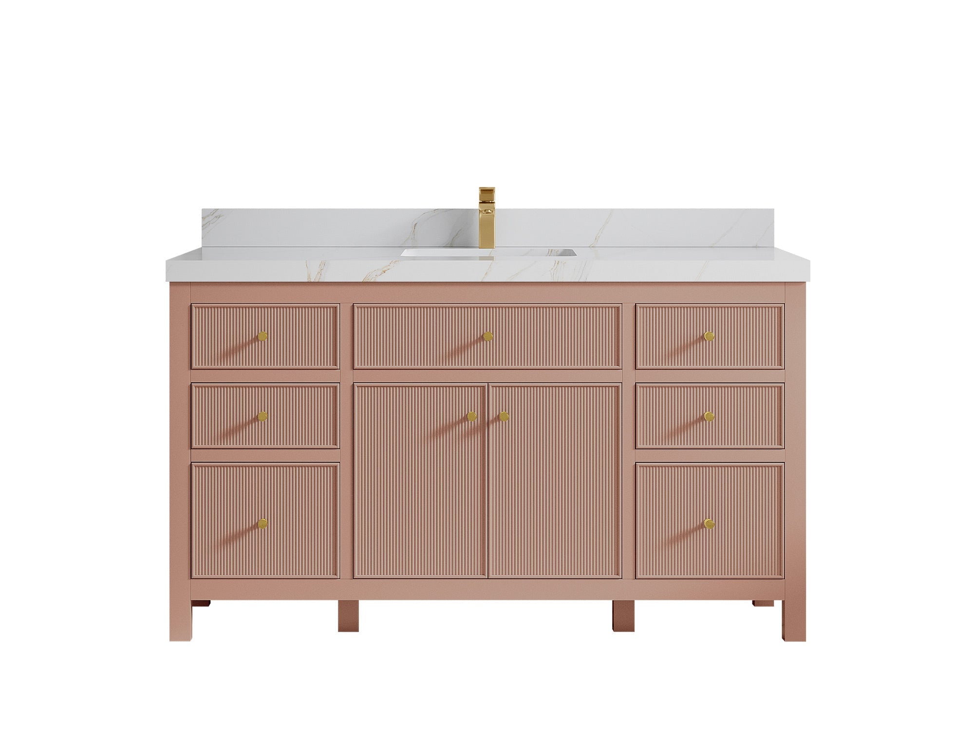 Sonoma 60 in W x 22 in D Free Standing Reeded Single Sink Bathroom Vanity - Willow Bath and Vanity