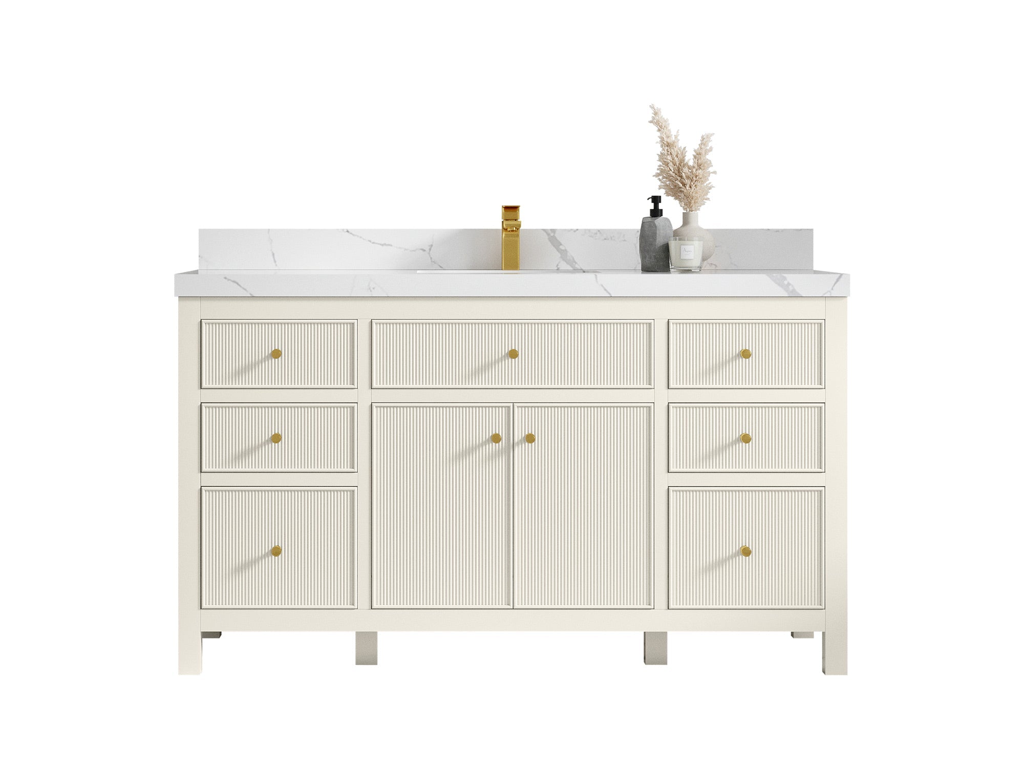Sonoma 60 in W x 22 in D Free Standing Reeded Single Sink Bathroom Vanity - Willow Bath and Vanity