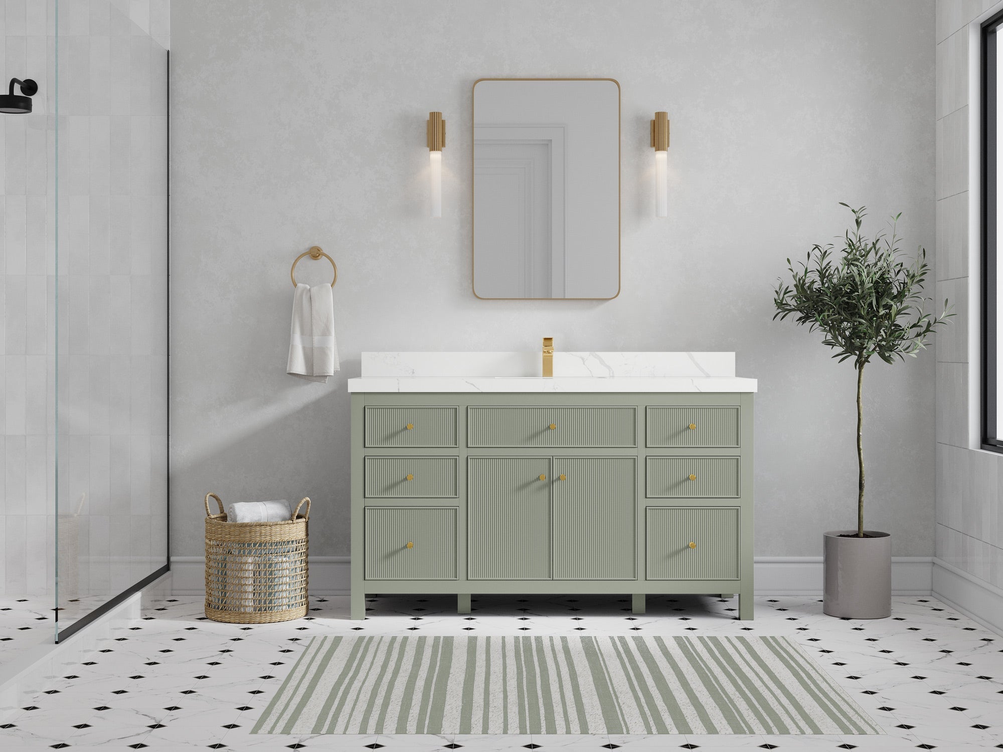 Sonoma 60 in W x 22 in D Free Standing Reeded Single Sink Bathroom Vanity - Willow Bath and Vanity