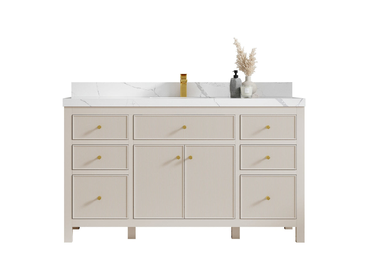 Sonoma 60 in W x 22 in D Free Standing Reeded Single Sink Bathroom Vanity - Willow Bath and Vanity