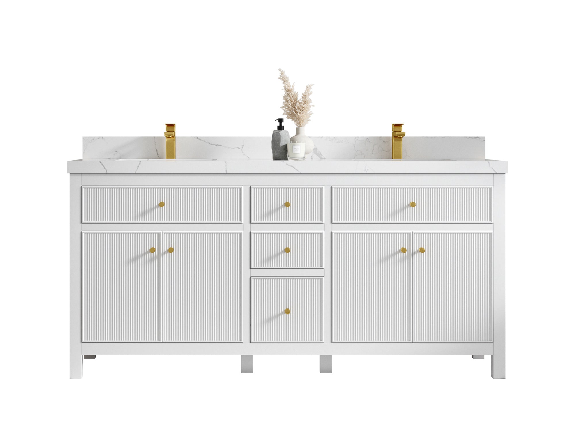 Sonoma 72 in W x 22 in D Free Standing Reeded Double Sink Bathroom Vanity - Willow Bath and Vanity