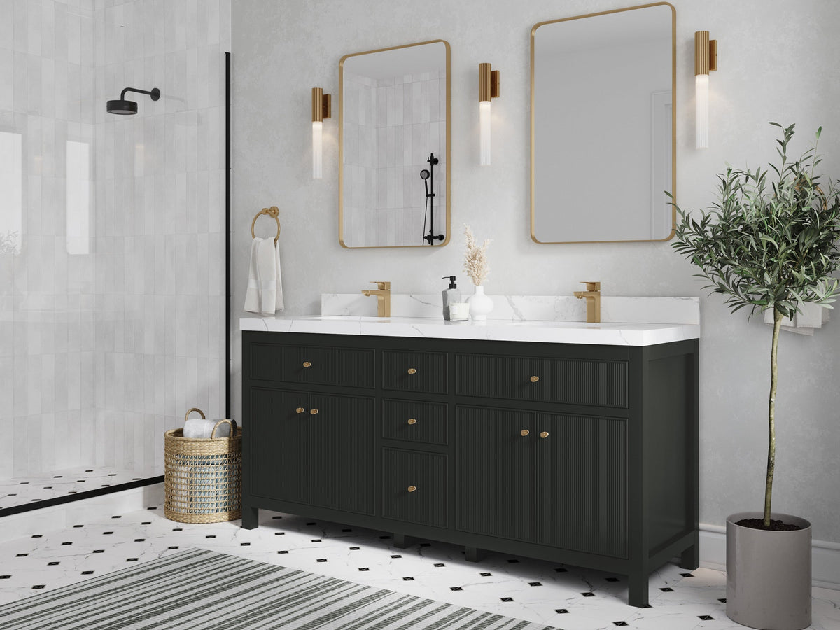 Sonoma 72 in W x 22 in D Free Standing Reeded Double Sink Bathroom Vanity - Willow Bath and Vanity