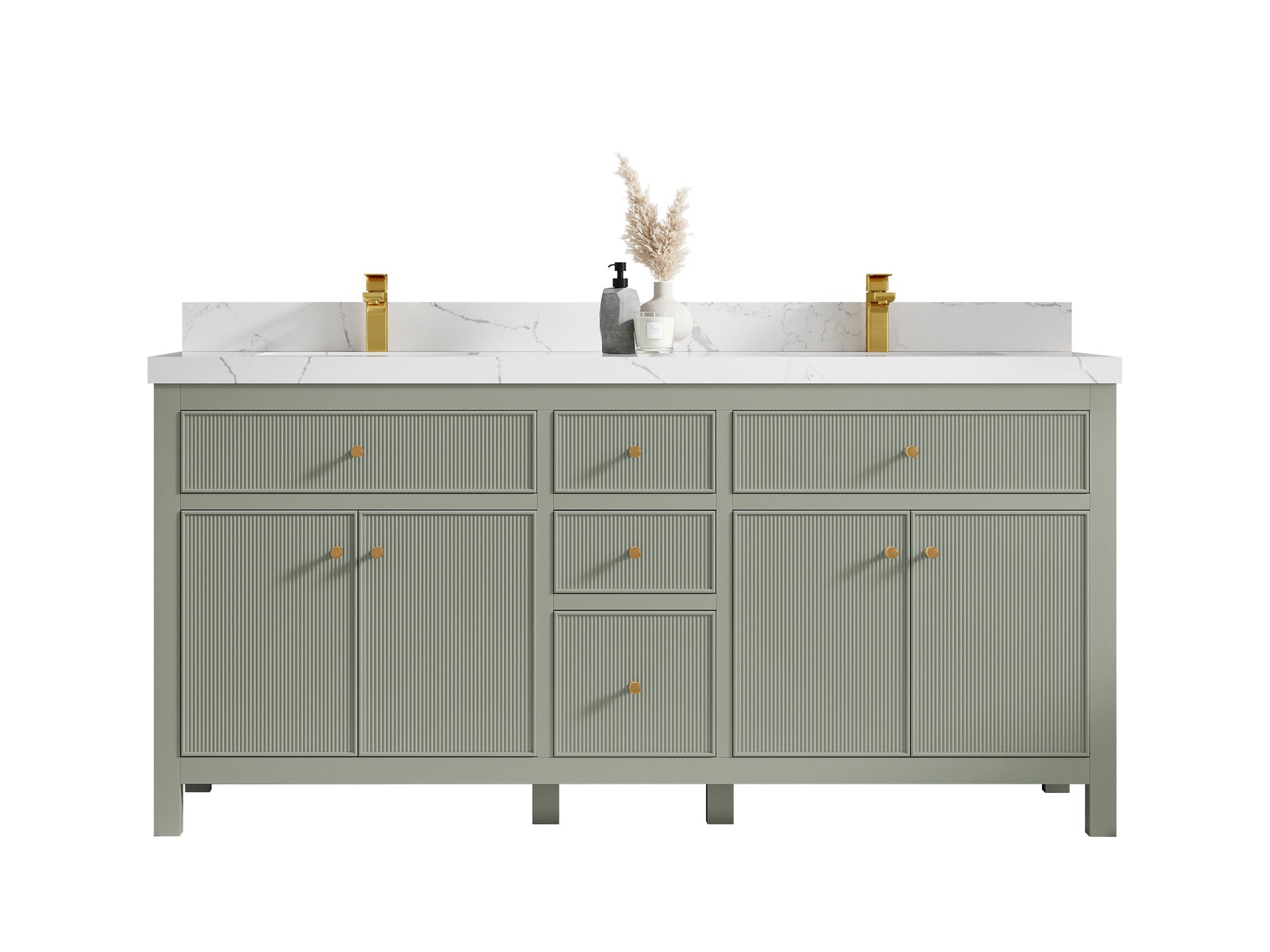 Sonoma 72 in W x 22 in D Free Standing Reeded Double Sink Bathroom Vanity - Willow Bath and Vanity