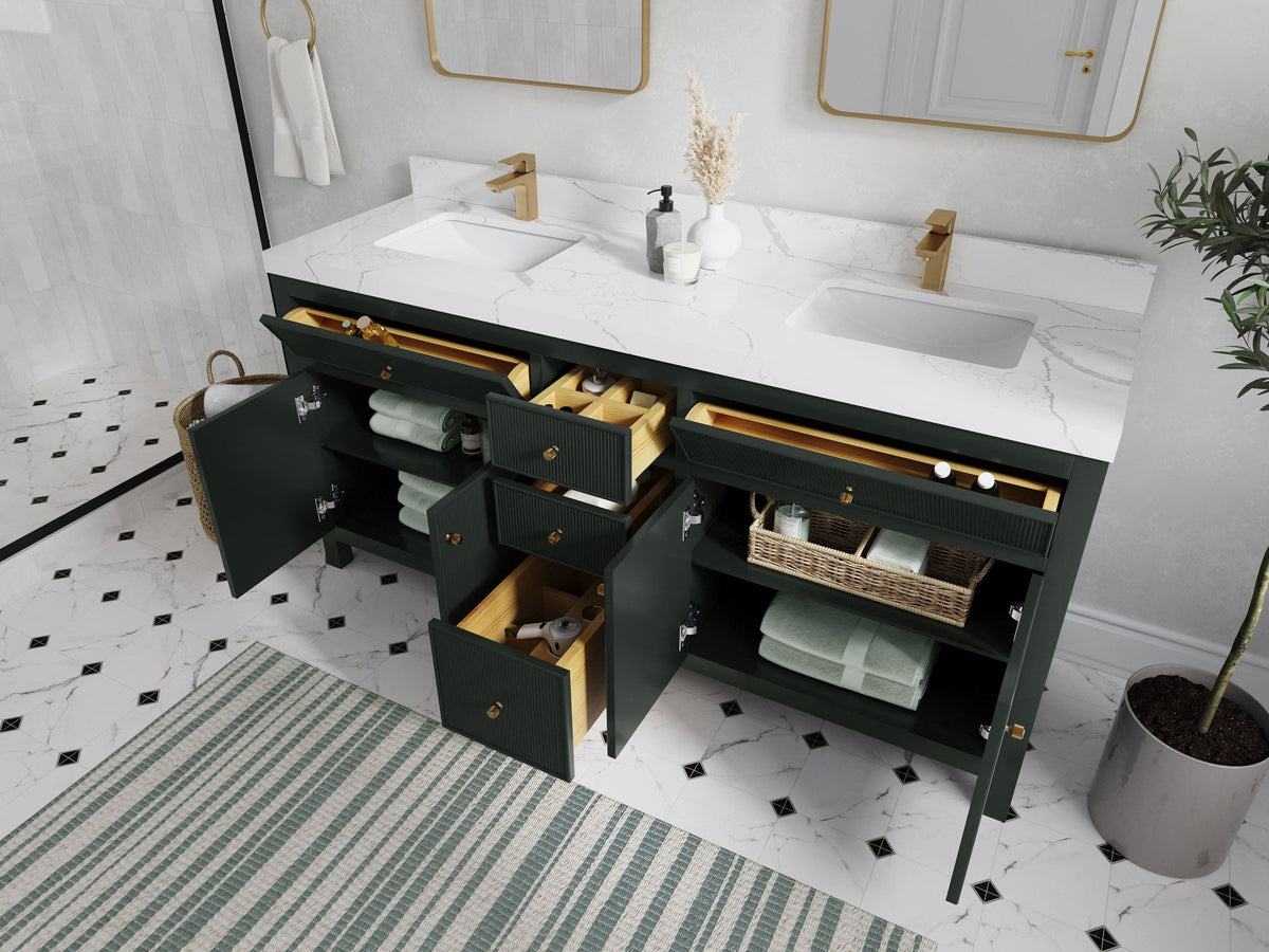 Sonoma 72 in W x 22 in D Free Standing Reeded Double Sink Bathroom Vanity - Willow Bath and Vanity