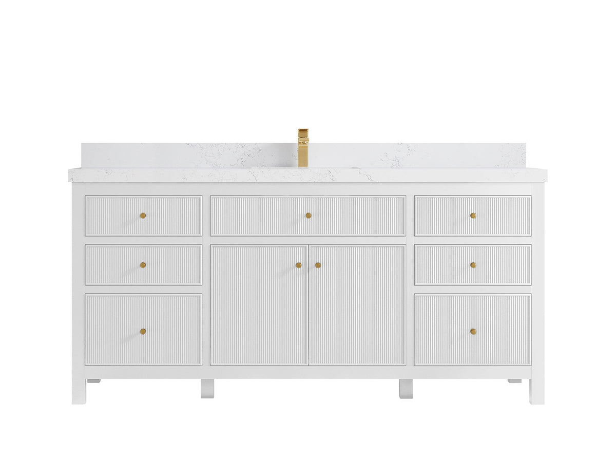 Sonoma 72 in W x 22 in D Free Standing Reeded Single Sink Bathroom Vanity - Willow Bath and Vanity